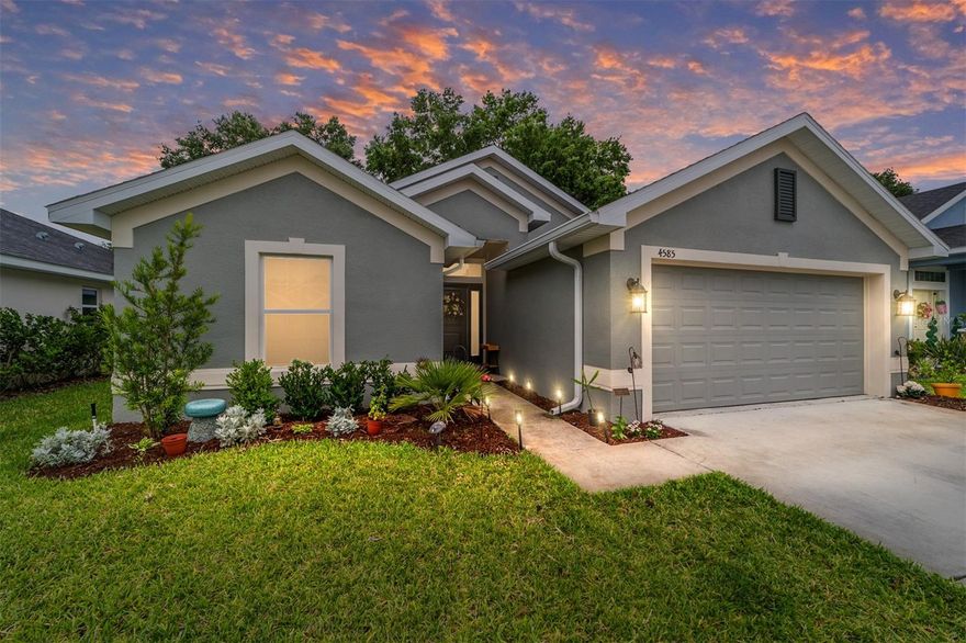 Tucked within this quiet community with no through traffic, this inviting 4 bedroom /2 bath home in Southeast Ocala offers an open split plan that maximizes comfort and tile except in the functionality. Built in 2024, the home has upgraded shaker style cabinets, bedrooms, stainless steel appliances, 10’ foot elevated ceilings and the master ensuite has a walk-in closet. The kitchen has a pantry and an island for informal dining. Adjacent to the kitchen is the formal dining room/living room combination. Off the kitchen is the indoor laundry that leads to the garage. The cozy backyard is shaded and fully fenced. With its transferrable warranty and easy access to downtown, shopping and restaurants, this is a great place to call home.