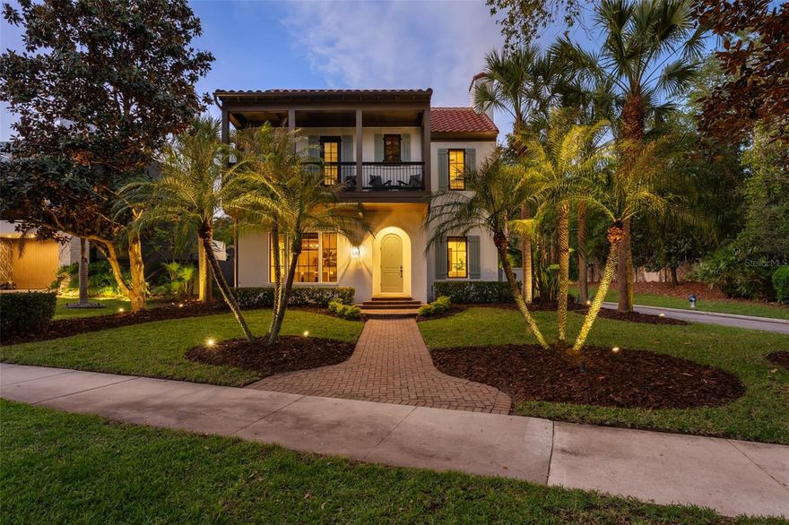 Welcome home to 8675 Farthington Way, a beautifully crafted courtyard estate ideally positioned on a corner lot along a quiet street within the gates of Lake Nona Golf & Country Club. Offering nearly 4,000 square feet of living space, this 4-bedroom, 4.5-bath residence built by ISSA Homes seamlessly blends privacy, functionality, and exceptional indoor-outdoor living in one of Central Florida’s most sought-after communities. Thoughtfully updated and meticulously maintained, the home features fresh interior and exterior paint, two new AC units, updated kitchen countertops, and designer Serena & Lily light fixtures throughout, adding a refined, modern touch to an already impressive residence.Designed with both everyday living and entertaining in mind, the home offers a flexible and spacious floor plan with multiple living areas that allow for both connection and separation. The first floor includes a generous primary suite with multiple custom walk-in closets, dual vanities, and direct access to the pool, as well as a secondary ensuite bedroom, formal living and dining rooms, and a large family room with vaulted ceilings. The gourmet kitchen is a chef’s delight, complete with gas cooking, a large island with bar seating, ample cabinetry with built-in organizers, and a butler’s pantry, all opening to a bright dinette area and overlooking the outdoor living space.Upstairs, two additional ensuite bedrooms are complemented by a large loft/bonus room—ideal as a media room, home office, or additional living space. A rear-entry three-car garage and expansive driveway provide ample parking and storage, while built-in speakers throughout the home enhance everyday living and entertaining. The centerpiece of the home is the private courtyard-style outdoor living area, designed for year-round enjoyment. The expansive covered lanai features a resort-style pool and heated spa, summer kitchen with grill, refrigerator, ice maker, sink, and bar seating. Multiple access points from the home, including a dedicated pool bath, create seamless indoor-outdoor flow. The backyard offers additional flexibility for pets, play, or gardening. Located just a short golf cart ride or walk to the club’s premier amenities—including golf practice facilities, tennis and pickleball courts, fitness center, dining, and clubhouse—this home also offers access to the lifestyle that makes Lake Nona so special. Enjoy lake access for paddleboarding, boating, or sunset cruises, all within the community. Ideally situated minutes from Lake Nona Medical City, USTA National Campus, Orlando International Airport, and major highways (417 & 528), this home is also zoned for top-rated schools. Combining space, privacy, recent upgrades, and an unbeatable location, this is a rare opportunity to experience the best of Lake Nona Golf & Country Club living.