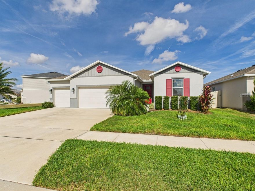 Welcome to 120 Sunfish Drive in Winter Haven, FL 33881. This newer-build home offers 3 bedrooms plus a bonus room/office, providing flexible space for remote work, hobbies, or a guest retreat. The thoughtfully designed layout balances comfort and functionality, with light-filled living areas with high ceilings, that flow easily for both everyday living and entertaining—while newer construction may also contribute to lower insurance costs.
The property features paid-off solar panels for energy efficiency and long-term savings, along with a reverse osmosis water filtration system for added convenience and peace of mind. Outdoors, the home sits on an over-sized lot which has been enhanced with lush St. Augustine sod, boosting curb appeal and showcasing a well-maintained Florida landscape. The home offers privacy with a fenced-in rear yard with double gate access. Enjoy the screened-in, covered porch for year-round relaxation, and a spacious 3-car garage equipped with storage racks, providing excellent organization and additional storage capacity.
The community elevates the lifestyle with two community pools and a playground, and notably has no CDD, helping keep ownership costs lower. With easy access to US 27, commuting to Tampa or Orlando is convenient while still enjoying a peaceful residential setting close to shopping, dining, and everyday conveniences.
120 Sunfish Drive presents an exceptional opportunity to enjoy space, modern efficiency, thoughtful upgrades, and connectivity in a desirable Winter Haven community.