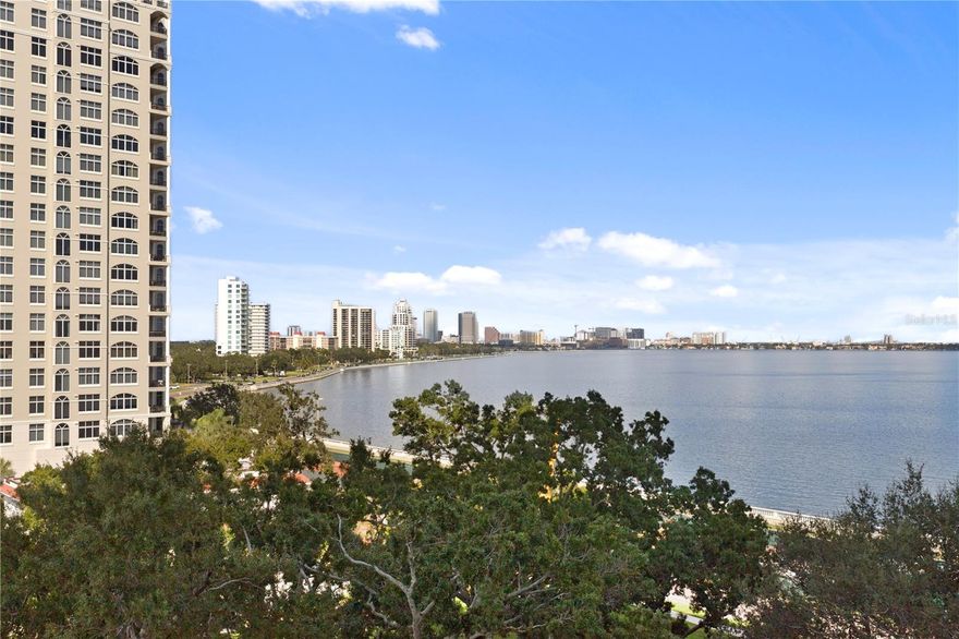 Beautiful Monte Carlo Towers 8th floor unit has been well maintained & features floor-to-ceiling windows with Breathtaking views of the Bay and Downtown! Enter the double doors to a spacious foyer with diagonal decorative tile entry that leads you to the open kitchen, dining and living rooms! Kitchen includes stainless appliances, solid wood cabinetry, walk-in pantry & your own private trash chute! Expansive primary with ensuite has wood floors, solid wood cabinets, garden tub w/shower, marble floors and walk-in closet! Spacious 2nd bedroom has wood floors, wall to wall closet and the 2nd bathroom is just outside the door which includes solid wood cabinets with single sink and a tub/shower combination. This 8th Floor unit is complete inside laundry closet with washer and dryer. Monte Carlo Towers offers resort style amenities: a 24,000 SF marble lobby, 24-hour concierge, two guest suites, heated pool, grilling area, social room with commercial kitchen, library, fitness center with saunas, and tennis/pickleball courts. Located in a top-rated school district and just minutes to Downtown, Hyde Park, SOHO, Riverwalk, and Tampa International/St. Pete Clearwater Airports, easy access to major highways, including I-275, I-4, and the Selmon Expressway with the nation’s longest continuous sidewalk right outside your door. Experience elevated living at its best—schedule your private tour today!
