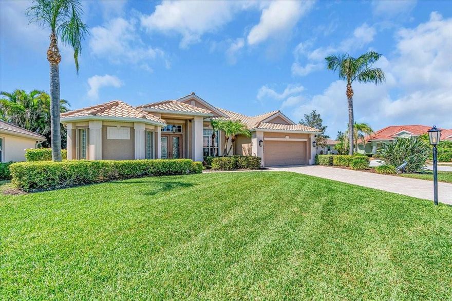 Come enjoy a private tour in this impeccably maintained home in Seagrass neighborhood in Southwoods Venice FL. Gated community with a modest clubhouse and community pool. Optional Turn-key home minus the Exclusion items List. Stately looking home with a longer and wider paver driveway than the typical home. 2024 Roof! As you enter the double door entryway, wood flooring in formal dining room with beautiful heated salt water pool ahead in view. Open floor-plan with Kitchen with granite counter and stainless steel appliances. Sitting stools at breakfast bar and room for a kitchen table in the kitchenette area. Osmosis water system in kitchen. Office with laundry room off the kitchen with cabinets for storage. Family room with impact windows. Split floor-plan. Large Primary ensuite. Wood flooring in primary bedroom with large primary bath 2 sinks and huge walk in shower. Walk in closets with double built in safety boxes. Opposite side of the house with 2 good size bedrooms with a full bath. Pocket door for privacy for the guest wing. Lanai with beautiful pool and space with westerly sunset views plus a lakeview with a peaceful aerator insight. Half bath and an outdoor shower in pool area for convenience. Spot lights on landscaped bushes around the home. Garage with insulated garage door and AC making it comfortable to work in your own garage space with an extra refrigerator. Central vacuum system. Whitestone Community offers LOW HOA, NO CDD fees and X Flood zone. Enjoy the active community clubhouse and heated pool. The home is conveniently located minutes from downtown Wellen Park, offering shopping, restaurants, walking trails, a Costco Warehouse, and the Braves practice stadium. A 15-minute drive will take you to historic downtown Venice for shopping and dining, and you’re close to Manasota, Venice, and Nokomis Beaches for wonderful Florida sunsets and shark-tooth hunts. Sarasota Memorial Hospital, Venice location, and many other medical facilities are also nearby.