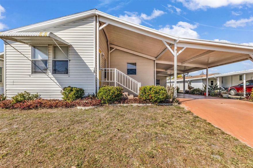 One or more photo(s) has been virtually staged. Welcome to this well maintained 2005 double-wide manufactured home located in Port Charlotte Village, the area’s #1 resident-owned 55+ community. Offering 1,156 sq ft, this 2-bedroom, 2-bath home features a nicely appointed kitchen, family room and living room, and an inside laundry, making everyday living easy and comfortable.

Recent updates include luxury vinyl flooring, fresh interior paint, a new roof (2023), A/C replaced in 2020, and stainless steel appliances. The home also includes a carport and a storage shed added in 2021, providing plenty of space for tools, hobbies, or beach gear.

Port Charlotte Village offers an active, resort-style lifestyle with a heated swimming pool, shuffleboard and bocce courts, clubhouse with social and recreational events, library, garden area, and a dog park. Residents can enjoy fishing and kayaking on the community lake, and RV/boat storage is available on a first-come, first-served basis.

The low monthly HOA fee includes community amenities and maintenance, cable, internet, water, and trash, offering excellent value and peace of mind.

Move-in ready and ideally located near shopping, dining, and medical facilities—this home is perfect for enjoying the Florida lifestyle year-round. Close to I-75 and the Punta Gorda Airport, offering quick access for the traveler in you. Take advantage of an opportunity to own this amazing home and live the Florida lifestyle! What are you waiting for? Don't just dream or visit, live it! Schedule your showing today!