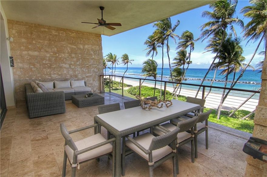 At this exquisite and exclusive West Beach apartment, a Ritz Carlton Reserve Residence, you will enjoy stunning sunset views and a spectacular golden sands beach every day!! Unwind in a beautiful landscape filled with sunshine, golfing and outdoor leisure where the possibilities to create ever-lasting memories are endless…
This luxury unit is located within the gates of the legendary Dorado Beach Resort in Puerto Rico, a sought-after exclusive place with almost two miles of beachfront, and the exclusive service of Ritz-Carlton Reserve. 
This beachfront residence features 3 bedrooms, 3.5 bathrooms, open kitchen design, living-dining room, laundry room, owner’s closet, media room, two covered shower patio areas, covered terrace, two golf cart parking areas and garage for one car. The apartment has the option to lock off one bedroom and bathroom with private secondary access.

The master bedroom has its own beachfront terrace with outdoor shower.

As soon as you open your front door, you can enjoy the ocean view through the floor to ceiling sliding doors that lead to a comfortable balcony, and listen to the waves.

• Spectacular location – stunning views of the ocean amid a tropical setting.
• Fully equipped gourmet kitchen
• Fully furnished and equipped
• Exclusive concierge service with a dedicated residential management team to attend to your every need.
• Owners also receive membership in the Dorado Beach Club.