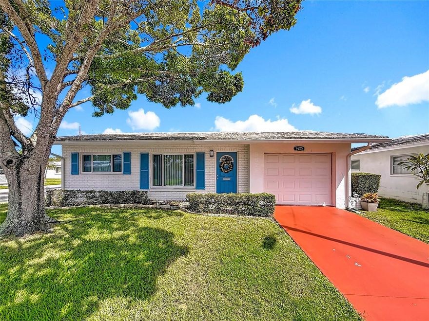 If you are looking for a MOVE-IN READY opportunity in the highly desirable 55+ Mainlands community look no further! 2 bedroom, 2 bath single family home located on a corner lot has great curb appeal and offers a 10x10 rear patio. Interior offers newer flooring (2018): wood look, wide plank laminate flooring throughout. Recently updated Kitchen (2018) includes new cabinets, beautiful granite countertops, stainless steel appliances and sink, high neck faucet, and garbage disposal with a pass through window to the light and bright Florida Room. Master Bedroom can accommodate a King-size Bedroom Suite. Other updates include NEW flat roof (2019), HVAC (2014), electric panel (2015), decorative front door, ceiling fans and New Windows. More recently updates includes remodeled bathrooms, New Driveway, Gutters. The Home and The Roof will be painted by the HOA. Monthly maintenance fee of $469.62 includes 2 digital cable boxes, internet, lawn care, exterior painting, reclaimed water irrigation, roof repair/replacement and water/sewer/trash! Come join this active 55+ community offering heated Pool, Clubhouse, Shuffleboard, Golf, with Parkside mall, restaurants, banks, interstate, airports, and beaches nearby. 2 pets, any size, welcome! Make this your home before is too late.
