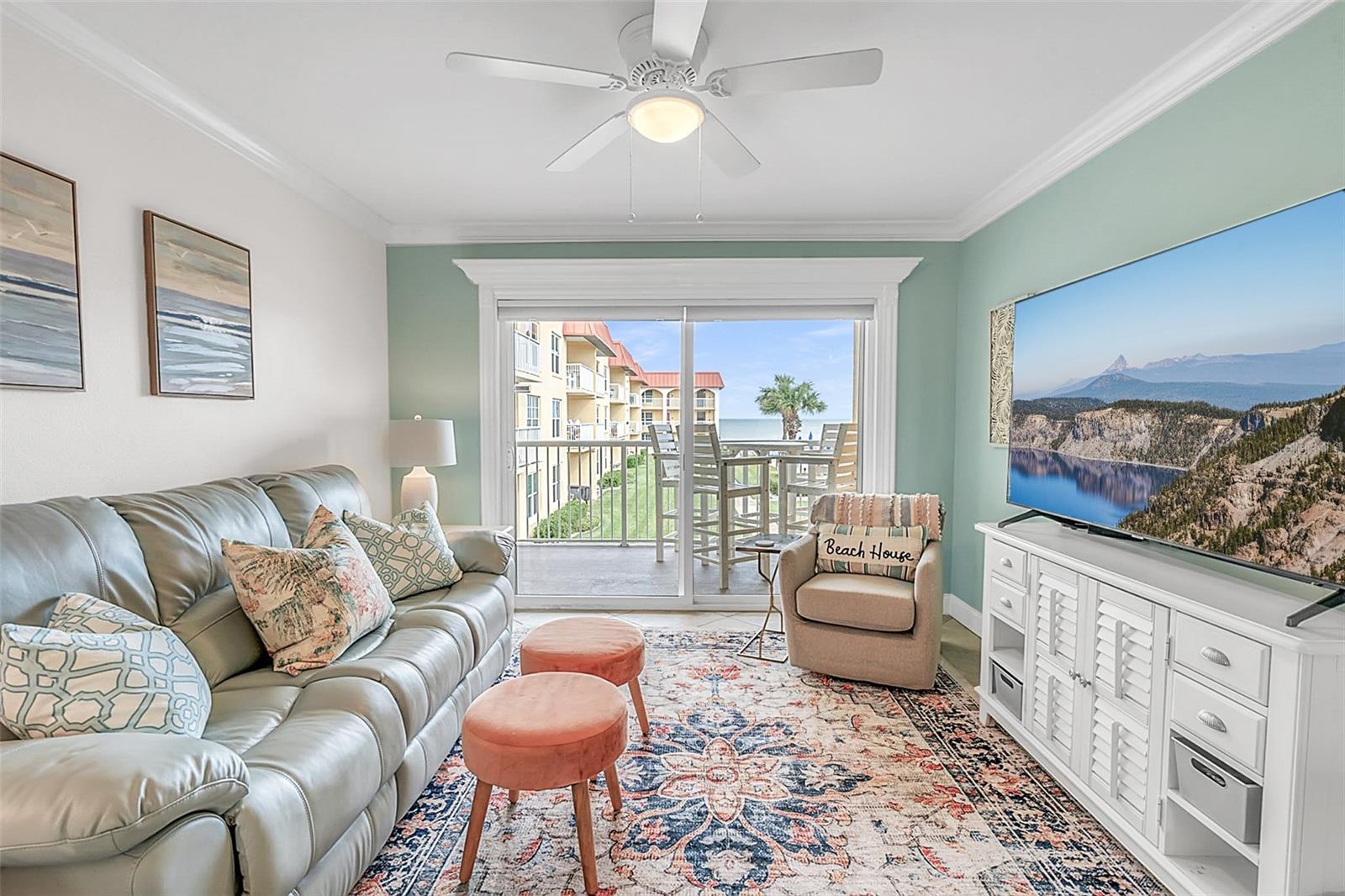 *** $300 Credit offered for 30-Day Stays August, September, and Oct 2025 *** Wake up to the soothing sound of waves and savor your morning coffee while watching the sunrise over the glistening ocean from the comfort of your private balcony. This well-appointed 2-bedroom condo features One King and 2 Full Beds with space for 6 travelers. Prepare gourmet meals in the fully equipped kitchen with all the essentials you need for your culinary endeavors. Enjoy amenities including a heated saltwater swimming pool, wading pool, cabana & barbecue area, coin-op laundry, and elevators. Our vacation rental boasts an open-concept living area with ample natural light, tasteful decor, and modern furnishings, creating a cozy yet elegant atmosphere for your stay. The two well-appointed bedrooms offer a peaceful retreat with plush bedding, ensuring a restful night's sleep after a day of beachside adventures. With two bathrooms, you and your guests will have plenty of space and privacy to refresh and rejuvenate after beach outings or exploring nearby attractions. Recent updates include: 65" SMART TV in the living room allows you to log into all your favorite apps while on vacation, smart TVs in both bedrooms, new interior paint, updated lighting fixtures, and high-speed internet is included with your stay. The entire unit is yours to enjoy! Stairs and ELEVATORS are located on the North Side - so accessibility is easy! Parking is a breeze, and passes are included upon check-in. Host/Owner is a licensed real estate agent in the State of FL.