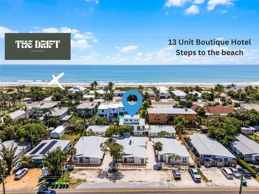 Listed $855,000 below appraised value. 9.93% cap rate. Owning a short-term rental may offer access to tax strategies such as bonus depreciation and cost segregation. Bonus depreciation, which is currently available at 100% for qualifying property placed in service in 2025, May offer significant tax advantages. Speak with your tax advisor to explore how these options might benefit your investment. Listed below appraised value. The Drift is a fully renovated boutique short term rental complex located in the heart of Cocoa Beach, just a short walk to the surf and downtown. With 13 beautifully upgraded units, including both one-bedroom and two-bedroom options, The Drift offers a blend of modern amenities and coastal charm. This turnkey property is an ideal investment, offering strong cash flow potential and a highly desirable location. Selling with turn key ability: property management, revenue management, guest experience management, online travel agencies set up, direct booking website, google/apple business maps transferable, accounts/reviews transferable, returning guests, group booking contracts in place, central IT hub, City of Cocoa Beach and State of Florida licenses and qualified. Portfolio available: “The Juni” a 7 unit boutique motel a block away.. 402 S Orlando Ave Cocoa Beach FL.