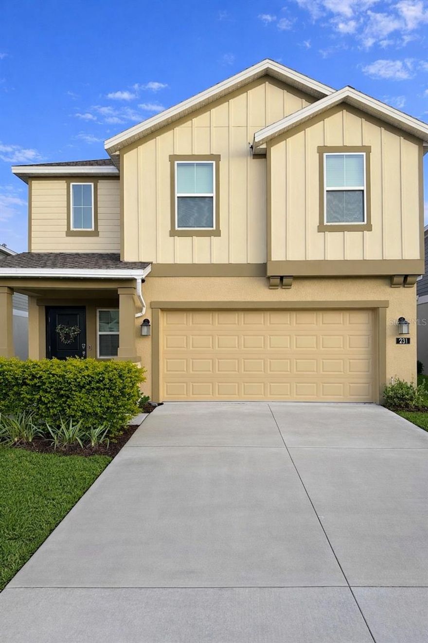 Welcome to 231 Brave Rd, a beautifully maintained 4-bed, 2.5-bath residence, perfectly positioned on a premium lot overlooking a peaceful pond in the sought-after Astonia community of Florida. Designed for modern living and effortless entertaining, this exceptional home offers a seamless blend of style, comfort and everyday functionality.

Step inside and be welcomed by an open-concept living layout that flows naturally from the living room to the dining area and into the well-appointed kitchen - ideal for gatherings large or intimate. The thoughtfully designed floorplan includes a bright upstairs loft, perfect for a home office, play area, media room or flexible bonus space to suit your lifestyle.

The spacious primary suite is your personal retreat, complete with an oversized walk-in closet and a luxurious primary bath that elevates daily routines. Three additional bedrooms ensure plenty of space for family, guests, or a home gym, and every detail exudes comfort and style.

Outdoors you’ll find your own private oasis - a screened pool patio overlooking serene water views, surrounded by lush full landscaping that enhances curb appeal and creates a private resort-like feel at home. Practical upgrades include garage storage racks for organization and permanent exterior lighting for both aesthetic appeal and added security.

Astonia is a master-planned, family-friendly neighborhood offering wonderful community amenities including an additional community resort-style pool, playground, sidewalks, dog parks and open green space - perfect for social gatherings and active lifestyles. Situated just off Ernie Caldwell Blvd, residents enjoy easy running routes, and access to I-4, providing convenient commutes and quick access to Championsgate and Posner Park’s popular shopping, dining, entertainment options and Publix, as well as world-class theme parks, golf courses, or some of Florida’s natural outdoor attractions.

This home and exceptional community appeal is ideal for families, investors, or anyone seeking a turn-key lifestyle in one of Davenport’s most desirable neighborhoods. Don’t miss your opportunity to own this stunning property - schedule your showing today and experience everything Astonia has to offer!