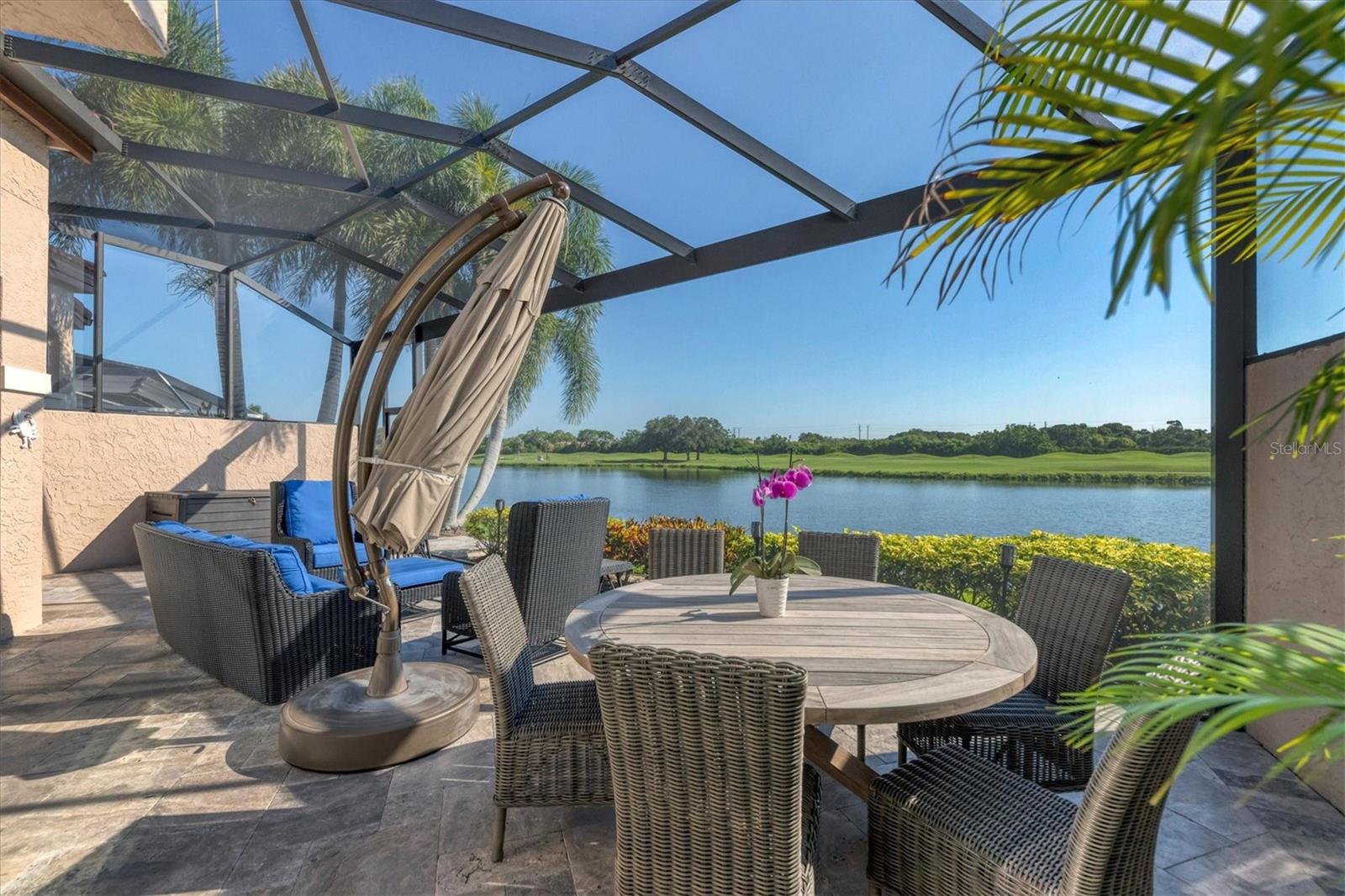 NEW RENTAL in TPC PRESTANCIA GOLF & COUNTRY CLUB!! Beautifully remodeled villa with 2-bedrooms, 2 full baths + den/office offering breathtaking, unobstructed views of a glistening lake and the 8th hole of world-class TPC Championship golf course. Cool off in the gorgeous, fully renovated saltwater community pool and hot tub surrounded by lush, tropical landscaping only steps away from your front door. The Villa is decorated with impeccable taste offering contemporary high end designer furnishings, premium appliances, and tasteful accessories. Florida sunshine pours into this bright and airy open floor plan featuring a completely remodeled kitchen with luxury finishes, including quartz counter tops and stainless-steel appliances. Both bedrooms have king-size beds and updated bathrooms. The primary suite has an en suite bathroom for extra privacy. The stunning Travertine patio adds elegance and beauty to the impressive outdoor space. The lanai has a huge 33ft picture window where you can enjoy privacy and tranquility while entertaining and relaxing on the plush conversation seating and elegant teak dining furniture. This outdoor space is your haven after a long day of golf, poolside fun or a visit to the number 1 beach in America, SIESTA KEY!
TPC Prestancia is perfectly located just a short drive to Siesta Key, Nokomis Beach, Lido Beach, Anna Maria Island and beyond! You have easy access to live music, arts, festivals, farmers markets, top-notch dining, and the exceptional culture that Sarasota has to offer. The owners have provided all the amenities so you can move right in and start relaxing! Mara Villa is a small neighborhood tucked away within the gates of TPC Prestancia in Palmer Ranch. Prestancia is also an award-winning Audubon Cooperative Sanctuary of 565 acres of lush, mature landscaping providing stunning bird watching and wildlife sightings. Just bring your bathing suit and suntan lotion!