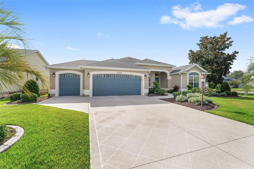 Pride of ownership shines throughout this beautifully maintained GARDENIA Designer home with a 2 CAR GARAGE AND GOLF CAR GARAGE on a corner site in the VILLAGE OF TALL TREES!  From the moment you arrive, you’ll notice the inviting curb appeal with the lush landscaping.  Inside, this open-concept floor plan offers both comfort and style with NO CARPET. The eat-in kitchen is spacious and features CUSTOM designed and stepped cabinetry, GRANITE countertops, and a generous breakfast bar — ideal for casual dining or entertaining. The kitchen opens to the adjacent LIVING and DINING areas, creating a warm and inviting space filled with natural light.  CROWN MOLDING has been added throughout the entire home.  The primary suite provides a relaxing retreat with its private bath, dual sinks, and dual walk-in closets. The guest rooms are thoughtfully positioned for privacy, making it perfect for hosting family or friends. You’ll love the expanded lanai, a wonderful spot to enjoy morning coffee, quiet afternoons, or evening gatherings — truly an extension of the living space and one of the highlights of this home.  Location matters — and this one is hard to beat! You’re just minutes away from golf courses, recreation centers, and everyday conveniences like Publix, Walmart, and COSTCO, as well as numerous restaurants and shopping options. The neighborhood (adult) pool and postal station are just a short three-minute walk from your front door. The BOND IS PAID!  ROOF replaced in 2020!   If you've been searching for a home that has been lovingly cared for, ideally located, and move-in ready — this is it. Experience the perfect combination of comfort, style, and convenience in one of The Villages’ most established and desirable neighborhoods — The Village of Tall Trees!