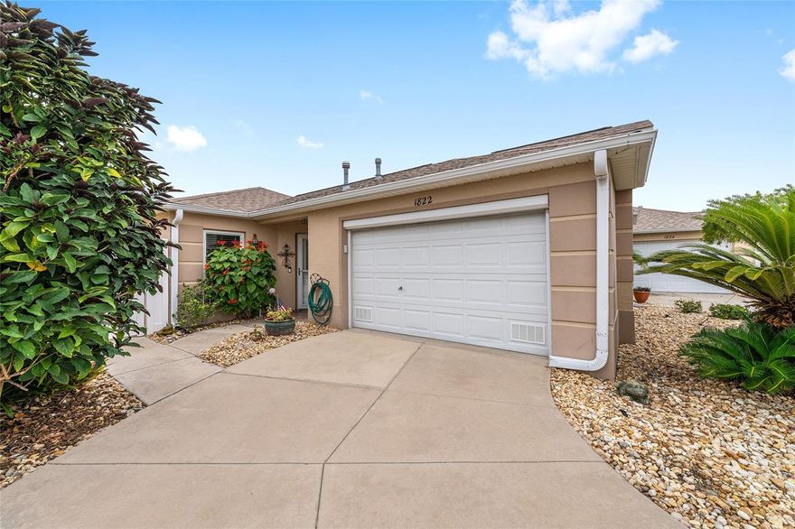 NO BOND! This charming 2 Bedroom, 2 Bath BEAUREGARD  MODEL BLOCK & STUCCO Courtyard Villa is located in the desirable Village of Belle Aire, in the Villas of St. Simon. Step inside to find TILE FLOORING THROUGHOUT, HIGH CEILINGS, and tasteful updates that make this home MOVE-IN READY.
The KITCHEN has been beautifully enhanced with ADDED CABINETRY, PANTRY CLOSET, GRANITE COUNTERTOPS, NEW REFRIGERATOR, and LOTS OF PULL-OUTS. The GUEST BEDROOM lives like a private suite with an EXTRA DOOR FOR ADDED PRIVACY, perfect for visiting family or friends. Enjoy peace of mind with ALL NEW WINDOWS AND SLIDING GLASS DOORS and appreciate the CUSTOM WOOD CORNICES ABOVE EACH WINDOW.
The PRIMARY BATH features a TILED WALK-IN SHOWER, WALK-IN CLOSET, and LINEN CLOSET for added storage. Outdoor living is ideal with STUNNING PAVERS THAT WRAP ALL THE WAY AROUND THE COURTYARD and a CANOPY BIRDCAGE, providing comfort and shade year-round. The GARAGE offers PLENTY OF ROOM FOR A CAR AND GOLF CART, PULL-DOWN ATTIC STAIRS, and CABINETS FOR EXTRA STORAGE.
ROOF 2019 – WINDOWS 2012 – A/C 2017 – BLOCK AND STUCCO CONSTRUCTION – NO BOND
Located between Spanish Springs and Lake Sumter Landing, you’ll love the convenience of nearby SHOPPING, DINING, GOLF, AND RECREATION. Close to GLENVIEW & NANCY LOPEZ COUNTRY CLUBS, SADDLEBROOK RECREATION CENTER, PICKLEBALL AND TENNIS COURTS, and several COMMUNITY POOLS, this location offers the best of THE VILLAGES LIFESTYLE — all just a SHORT GOLF CART RIDE AWAY!
MOST OF THE FURNITURE IS AVAILABLE. The 2 SEATER GAS GOLF CART IS AVAILABLE SEPERATELY, making this an excellent starter OPPORTUNITY!