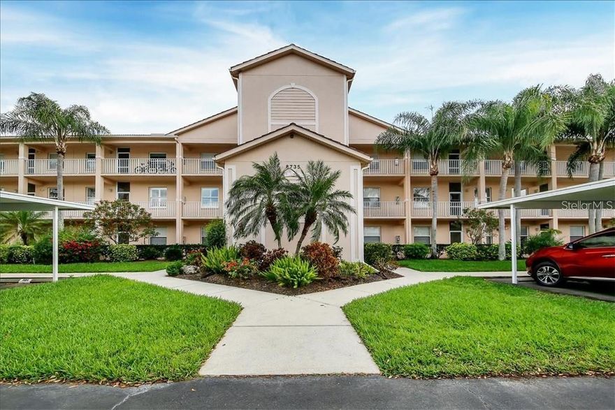 RENTED JAN. FEB., MARCH 2026 AVAIABLE APRIL 2026 THROUGH DEC. 2026.  3rd floor vacation condo with great view of the golf course from the screened lanai, two bedrooms, two baths, king bed in the master bedroom and adjoining bathroom with walk-in shower.  2nd bedroom has queen bed and is next to the guest bathroom.  Well-equipped kitchen with everything you would need for a few months in the sun.  Bright and cheerful unit with lots of natural light, immaculate and well cared for.  There is one covered parking space, the heated pool and tennis courts/pickleball courts are across the parking lot right before the first building.  There is a golf membership that transfers for a fee (check with clubhouse for fee schedule), and newly modernized Kipp Schultes designed golf course, a fitness center, several lighted Har-Tru tennis courts and a state of the art-clubhouse offering casual or fine dining, a grill room and meeting rooms.  The activities such as mahjong and trivia are favorites.  The community borders the Legacy walking and biking trail, is less than 10 miles from the sugary sandy beaches of Siesta Key, and you can be downtown Sarasota in 25 minutes to experience the culinary and cultural experiences that Sarasota offers.