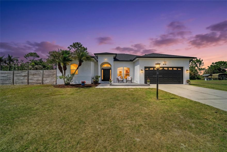 This estate-style residence offers a rare blend of refined privacy and complete freedom on a spacious .53-acre lot in Myakka City. Meticulously de-risked for the sophisticated buyer, the property features a brand-new roof installed in 2025 and a high-efficiency 17 SEER rated Trane HVAC system replaced in 2021, ensuring the primary structural elements of this Manatee County estate are optimized for long-term performance. Freshly curated with designer paint inside and out, the home serves as a secure sanctuary fully enclosed by a 2024 privacy fence and professional-grade invisible pet fencing. Strategically positioned in Flood Zone X with an intentionally raised base elevation, the home is engineered for superior drainage and sits prominently on a high-percolation lot, offering maximum structural protection without the requirement for flood insurance. The thoughtfully designed 4-bedroom, 3-bathroom layout plus a dedicated den features a central open-concept living area and a master suite with direct access to the salt-water pool and screened lanai. Intentional upgrades include an updated water filtration system with an under-sink reverse osmosis unit for high-quality drinking water, a dedicated exterior-access pool bath for guests, and custom storage in the two-car garage. Positioned in a unique non-deed restricted enclave with no HOA or CDD fees, this estate allows for on-site RV and boat storage and offers operational autonomy via private well and septic systems. While providing a secluded country escape, the property remains exceptionally well-located near the upscale dining and shopping of Lakewood Ranch and UTC, as well as the world-renowned Gulf beaches of Bradenton and Sarasota. Own what’s real!