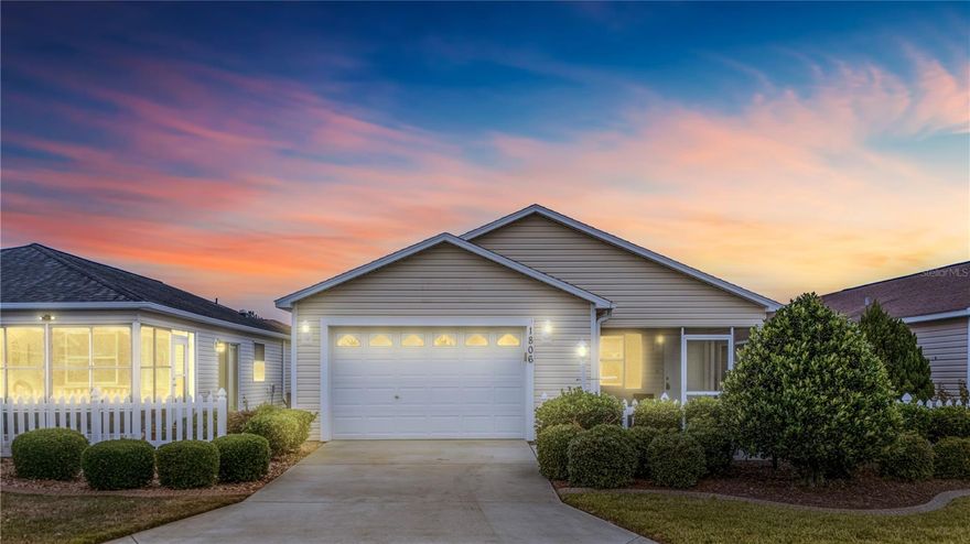 The popular Cabot Cove model is known for its efficient layout and open feel, and this home delivers with volume ceilings that create a bright and airy main living space. Laminate flooring runs throughout the main living areas for a clean, low-maintenance look. The kitchen features warm maple toffee cabinetry, a smooth-top range, and a functional layout that maximizes space and usability. Additional highlights include interior laundry and knockdown ceilings. The patio villa setting offers a low-maintenance lifestyle so you can spend more time enjoying everything The Villages has to offer—championship golf, recreation centers, pools, and thousands of activities each week. Located in the heart of The Villages, this charming Cabot Cove patio villa offers an unbeatable combination of convenience, comfort, and low-maintenance living—just minutes from Lake Sumter Landing where you’ll enjoy nightly entertainment, dining, and shopping. You’re also ideally positioned near the 466A corridor with easy access to Publix, restaurants, banking, and everyday conveniences, making this a perfect full-time residence or seasonal retreat.