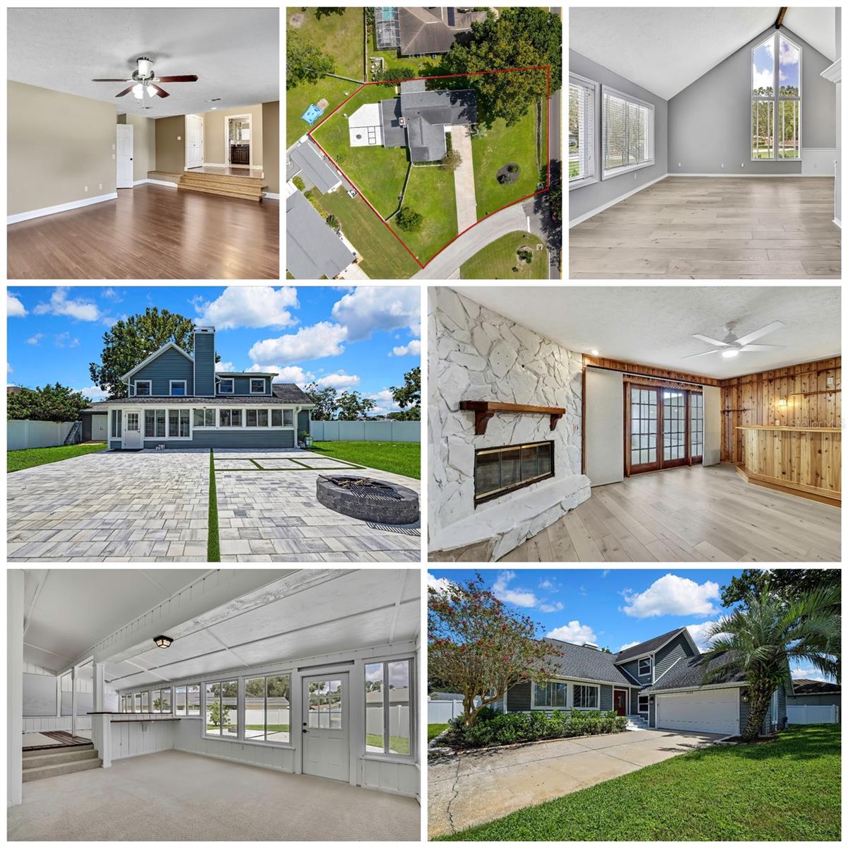 Experience the best of Land O’ Lakes living in this expansive 3,099 sq. ft. home, on the corner of a quiet cul-de-sac and set on a generous .40-acre lot in the highly sought-after community of Lake Padgett Estates. Designed with comfort and flexibility in mind, this residence blends modern updates, thoughtful upgrades, and inviting spaces that make it perfect for both everyday living and entertaining. Step through double front doors with decorative glass inserts into a versatile floor plan. To the left, a formal living room is accented by a Quartz-topped pony wall, while the dining room sits just ahead—ready for gatherings. At the heart of the home, the kitchen impresses with Quartz countertops, a tile backsplash, ample cabinetry, and a full suite of appliances including a double oven range, French-door refrigerator, dishwasher, disposal, and a deep granite sink. An eat-in area with chair rail accents adds charm, while French doors open to a bright family/bonus room, creating seamless flow for entertaining. A few steps down, discover a unique fifth-room retreat complete with a wood-burning fireplace, warm wood paneling, and a bar with shelving—perfect as a media room, game room, or even a convertible fifth bedroom. French doors extend the living space to an oversized family room. This level also includes a fourth bedroom and full bath with a tub/shower combo, plus a well-equipped laundry room featuring washer, dryer, cabinets, counter space, and dual exterior doors—one leading to the backyard and the other to the garage. Upstairs, the thoughtful design continues with three additional bedrooms, each offering built-in closets, as well as a unfinished bonus room perfect for storage. The spacious primary suite offers wood-tone laminate flooring, a private step-up landing area ideal as a sitting nook, with an oversized closet. The spa-inspired ensuite bath features a double vanity, linen closet, beautifully tiled walk-in shower with bench seat, dual shower heads, and a bidet toilet. Outdoor living shines in the fully fenced backyard, where you’ll find artificial turf, a paver patio for gatherings, a shed with shelving, and a wide double gate for boat or trailer storage as well as a single side gate. The oversized two-car garage has built-in cabinets also includes an exterior side door for added convenience. Recent updates include: Roof (2019), NEW split A/C unit (2024), Septic system (2020), Resin filter (2025), water filtration & softener system, and Hughes Exterminator service (2025). Bring your boat, RV, or trailer—Lake Padgett Estates community offers three ski-size lakes, multiple boat ramps, parks, playgrounds, tennis and pickleball courts, basketball and volleyball courts, plus horse stables. Shopping, dining, and entertainment are close by, with quick access to SR-54, US-41, I-75, and the Suncoast Parkway. Just a short drive to The Shops at Wiregrass, Tampa Premium Outlets, Tampa International Airport, Bay Area sporting venues, and Florida’s world-famous beaches. This home is a rare find. Don’t miss this opportunity—schedule your private showing today!