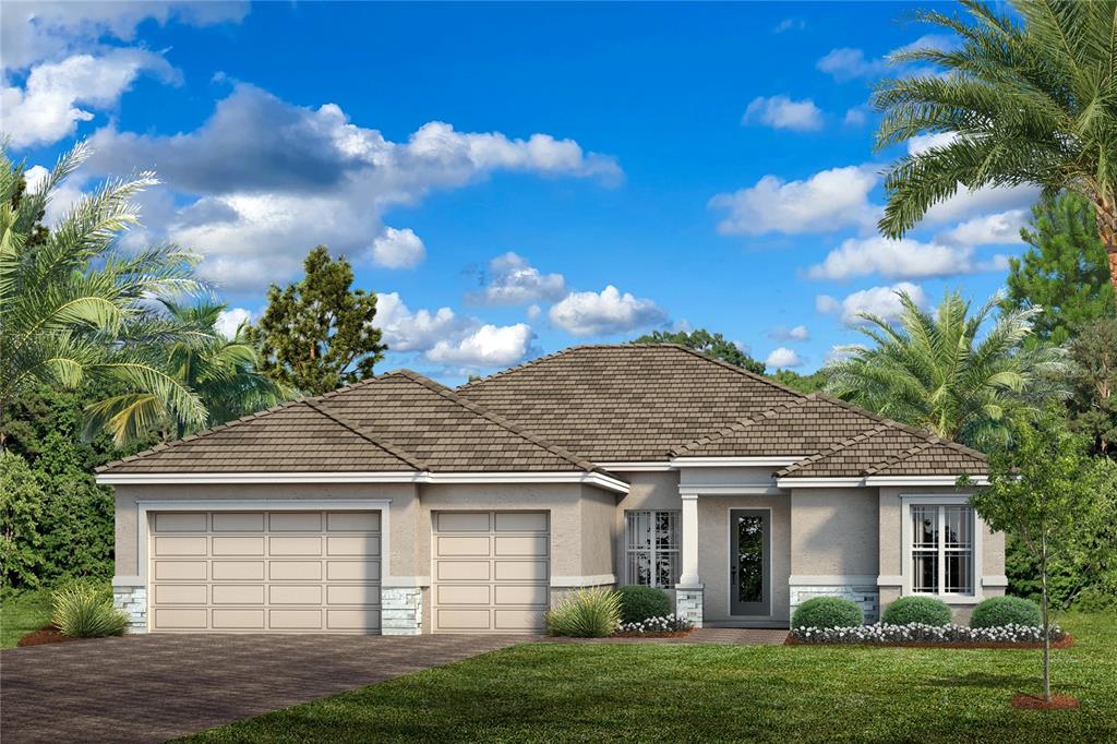 Under Construction. The Edgewater features included in this home, but not limited to, are a Pool with Spa, Outdoor Kitchen, Impact doors and windows, painted Luxury Gourmet Kitchen Cabinets with wood hood & 3DM Quartz Countertops. The Edgewater is the perfect name for the perfect Florida home. This home has the coveted "hat trick" of threes! Three bedrooms, three bathrooms and a three-car garage allowing you to live a spacious and open lifestyle. 90 Degree Sliding Glass Door at Great Room. This floorplan also includes a bonus room. Live life as it was meant to be, on your large lanai as you enjoy all that Florida has to offer! Artist rendering, photos not of actual home.