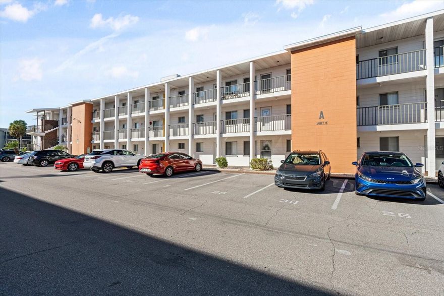 WOW look at this price! Seller is extremely motivated! This Fully Furnished 2 bedroom 1 bath - 2nd floor condo is Located in an active 55+ community. Offering the sought after Florida lifestyle at an affordable price! Just 10 minutes from SRQ Airport, 20 minutes from downtown Sarasota and our beautiful beaches. The interior has been freshly painted, the tub/shower has been retiled with new plumbing fixtures, there is laminate flooring throughout the main floorplan and a walk in closet in the primary bedroom.  Additional highlights include assigned parking right out front, convenient laundry facilities nearby within the community, and delightful Gulf breezes from the second-floor location. The monthly maintenance fee covers access to a community POOL, shuffleboard, a clubhouse, pest control, cable, trash services, and upkeep of the grounds and building. Perfectly positioned across from shopping hubs like Publix, Target, and TJ Maxx, and just steps from the bus line. Whether you're a seasonal resident or looking for a centrally located home near Florida's stunning Gulf Coast beaches, downtown Bradenton, or Sarasota, this unit is the perfect fit. Schedule your private showing today to experience everything this home and community have to offer! Some other units in Bayshore Gardens have utilized the walk-in closet space to have a washer and dryer installed.