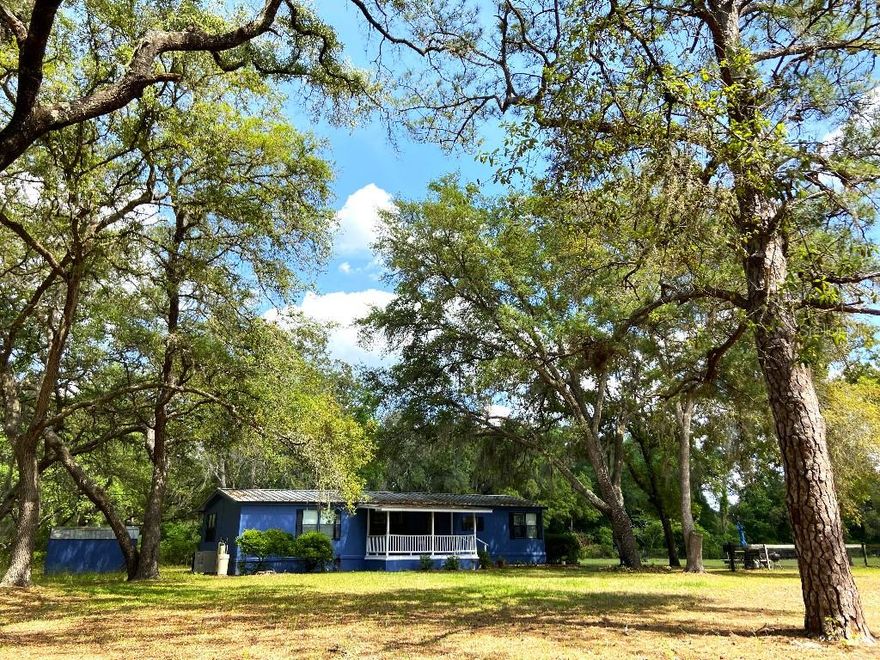 Bring the horses! Immaculate 3/2 manufactured home with front and rear covered porches on 3 high & dry acres with no-climb horse fencing. Home looks like site-built home and was recently remodeled. Upgrades include crown molding, whole house water filtration system, several outbuildings with electric, 2-car carport and recent septic and well replacements. With amazing pasture views  in a private, park like setting while still in close proximity to Ocala and Gainesville,  this updated home is worth a look!