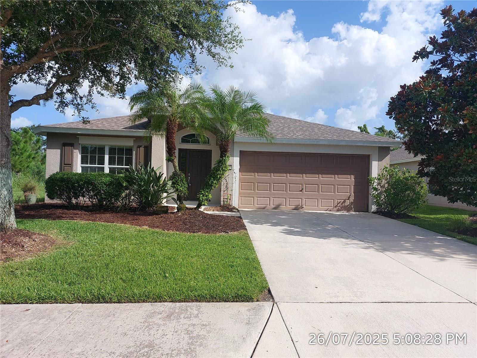 Like New! Priced to sell quickly in very sought after community of Harrison Ranch! Built 2012, 3 bedroom, 2 bath, 2 car garage. Vaulted ceilings, solid surface counter tops, new refrigerator, New roof 2024! Active community with on site activities director. 5.5 miles of walking trails, jr olympic size swimming pool, tennis courts, soccer fields. playground and activities for all ages. Outside high traffic areas, but close to shopping, restaurants and beaches. Great master suite with split bedroom/bath design, privacy with screened lanai over looking conservation property for viewing wildlife. Volume ceilings with fans in all rooms, separate living/dining room, wood cabinets with solid surface counters, tile floors in all wet areas. Garage door opener with outside key pad.