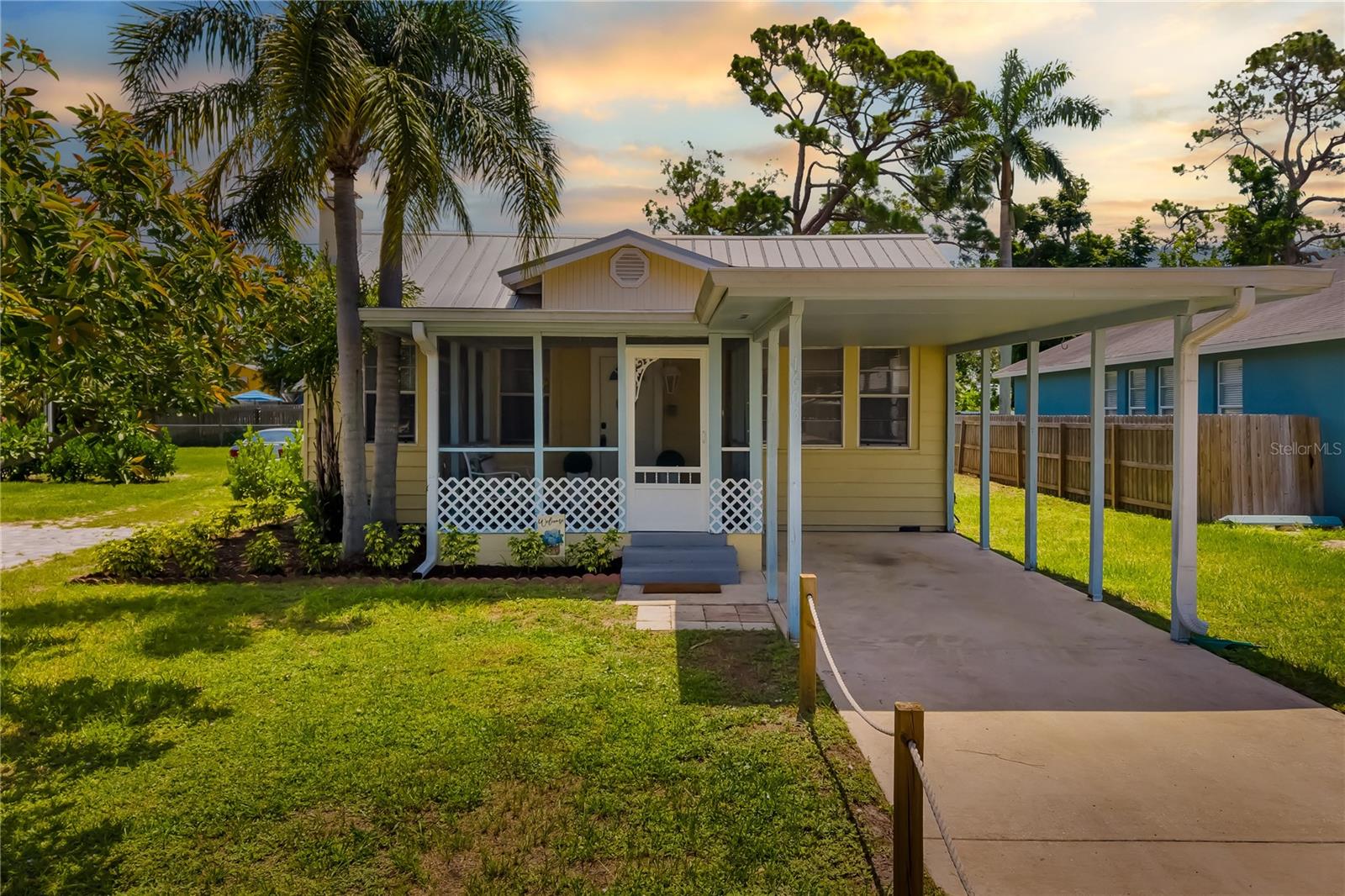 What an opportunity! Step into this beautifully updated 2-bedroom, 2-bathroom home, ideally located in the heart of West Bradenton. As you enter through the front screened-in porch, you're welcomed into a spacious open living room with a cozy fireplace, perfect for relaxing or entertaining guests. The kitchen features ample space with granite counters, a dining area, and convenient access to the rear screened porch, ideal for enjoying Florida evenings outdoors. Both bedrooms are generously sized, with the primary suite offering its own private entrance and an en-suite bath complete with a walk-in tile shower and updated vanity. The second full bathroom also includes a stylish walk-in tile shower. Step outside to a large backyard with plenty of space to garden, entertain, or even add a pool. A screened-in rear lanai and a detached storage shed provide added comfort and convenience. Newer metal roof, AC, and electrical replaced in 2023. Located just minutes from Downtown Bradenton, top-rated restaurants, shopping, and the world-famous Gulf beaches. This home truly offers the best of Florida living. Don’t miss your chance and schedule your private showing today!