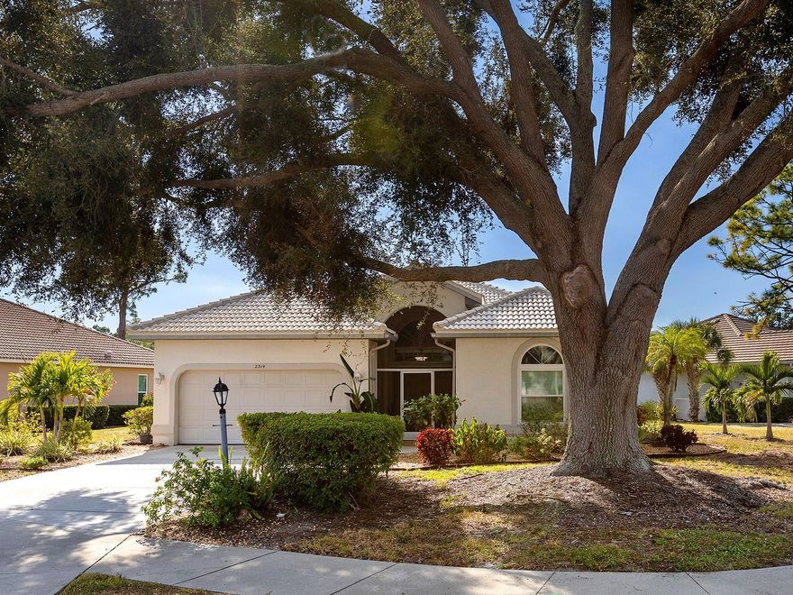 Calusa Lakes is a beautiful amenity rich community with " Calusa Lakes Golf Club " intermingled which creates a lavish and lush green space effect.  Falcon Trace is an enclave of it's own with 60+ homes and a private pool for the residents.  Situated on a corner lot this gem has been upgraded to include a new roof 2018, new paint 2021, new A/C 2021, Kinetico whole house water purifier 2022 and a fresh painted and prescreened lanai 2022. The home has 10 ft ceilings and glass doors leading to the lanai.  It has an abundance of natural light and is a true open floor plan.  The primary bedroom offers a sliding glass door to covered lanai, two closets and a double sink vanity.  The laundry room off the kitchen leads to a two car garage.  This well known community is close to major roads, shopping, restaurants, beaches and just minutes to downtown Venice and Sarasota just a short drive away !  The Golf course is a public course.  No membership needed.