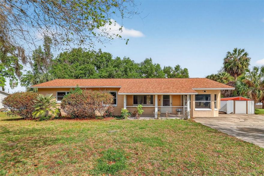 POOL HOME on a spacious .36-acre lot with NO HOA! This charming 4-bedroom, 1.5-bath block home offers great indoor and outdoor living. Relax on the large, screened-in front porch or entertain around the private pool with a huge deck and plenty of room for a patio table and grill, all while taking in a peaceful view of Mirror Lake. The fully-fenced backyard includes a storage shed and provides plenty of space for pets, play, and gardening.

The open floor plan allows for plenty of sunlight.  Features of the kitchen include a large eat-in breakfast bar, a natural gas stove, and a newer refrigerator. Additional features include no carpet throughout, a large indoor laundry room with an additional refrigerator, and ample parking.

Conveniently located within walking distance to the new Fruitland Park Elementary School, just minutes from Walmart, close to The Villages, and with quick access to Hwy 27. Roof replaced in 2018, HVAC in 2007, water heater in 2026, and the Septic Drain Field will be replaced before closing - in permit stage now. Plumbing is all copper. Home is vacant and easy to show.