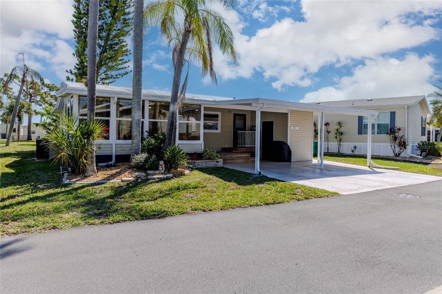 Welcome to the award-winning Maple Leaf Golf & Country Club, where an active and amenity-rich lifestyle awaits. This vibrant community features four pools, two hot tubs, a sauna, clubhouse/pub, on-site restaurant, tiki hut and bar—offering resort-style living right at your doorstep. Residents enjoy an 18-hole public golf course, 9-hole mini golf course, pickleball, tennis, shuffleboard, bocce ball, lawn bowling, and a fully equipped fitness center. With over 70 clubs and activities—including woodworking, arts & crafts, pottery, gardening, and book clubs—there is truly something for everyone.
Located at 693 Nanaimo, this well-maintained home offers 2 bedrooms and 2 bathrooms with a spacious front living room and an open-concept layout that seamlessly connects the family room, dining area, and kitchen—ideal for both everyday living and entertaining.
Unwind in the enclosed lanai and covered porch out front or take in peaceful courtyard views from your enclosed rear lanai and perfect for enjoying Florida’s outdoor lifestyle year-round.
Don’t miss your opportunity to own an affordable home in one of the area’s most sought-after active communities. Schedule your private showing today. New roof and gutters in 2022. Community wifi from Quantum Fiber is required with home for $30.95 monthly.