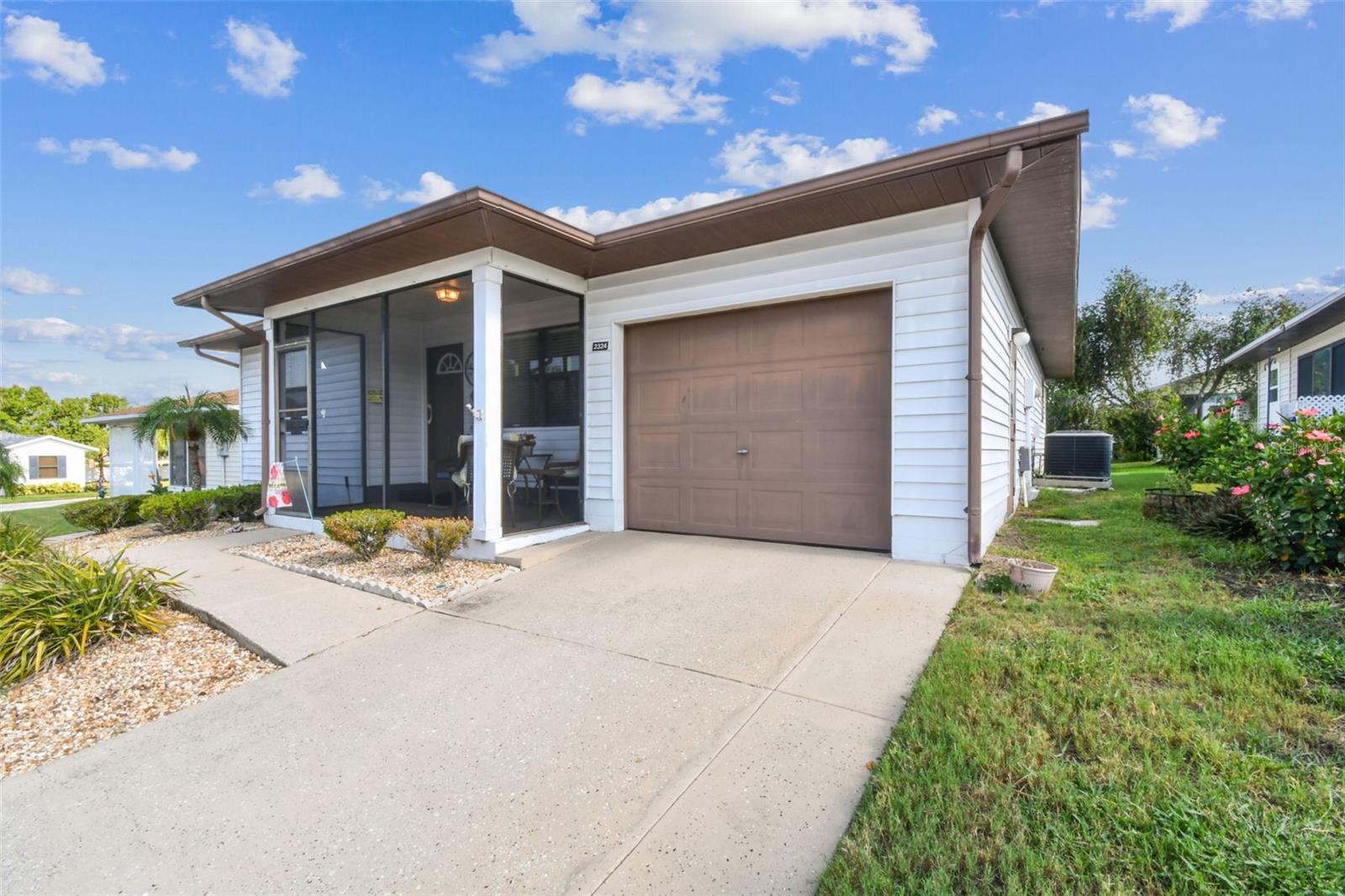 Fractional Ownership. Welcome to this beautifully maintained 2-bedroom, 2-bath home in one of the most desirable 55+ communities! Featuring a brand-new 2025 roof, this move-in-ready gem is designed for comfort, convenience, and an active lifestyle. Step inside to a warm and inviting atmosphere, where the spacious open living and dining area perfectly blends elegance with functionality. The bright kitchen offers ample cabinetry, while a separate office provides the ideal workspace and leads directly to the screened back lanai—perfect for relaxing with a morning coffee or evening breeze. Your private primary suite is a true retreat, complete with two walk-in closets and an en-suite bathroom offering generous counter space for added comfort. Enjoy both a screened front porch and a screened back porch, providing multiple options for taking in the Florida weather. Resort-style living made easy: With low HOA fees that include Spectrum cable, high-speed internet, lawn care, and weed control, you can spend less time on chores and more time enjoying life. The interior laundry room, complete with washer and dryer, adds everyday convenience. Roof (2025), Water Heater (2021) A/C (2012). Prime location: Just minutes from the mall, I-4, shopping, dining, and entertainment, you’ll have everything at your fingertips. Bring your golf cart and experience the welcoming, vibrant Highland Fairways lifestyle!