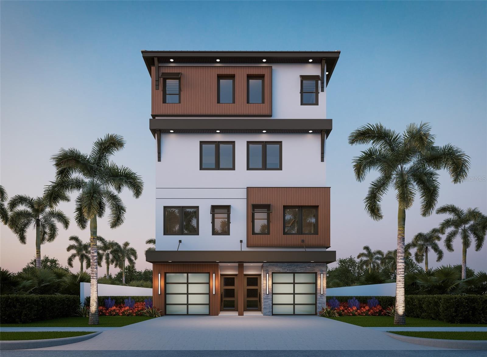 Under Construction. Brought to you by Noah Thomas Builders-Now taking on new clients up the gulf coast. Coastal Elegance Meets Investment Opportunity — Welcome to your dream property on the Gulf Coast — a newly built luxury duplex just a short stroll from the pristine sands and turquoise waters of Indian Rocks Beach. Whether you’re looking for a high-performing investment, a vacation retreat, or multi-generational living, this rare opportunity checks every box. This FEMA-compliant duplex is engineered with the latest post-hurricane and flood-proof standards. This 5,100 sq ft masterpiece sits just blocks from the sand and the Intracoastal Waterway. Each side of this mirror-image duplex offers over 2,550 sq ft of light-filled living space, thoughtfully designed for modern beach life. With 4 spacious bedrooms and 4 spa-inspired bathrooms per unit, there's room for family, guests, or short-term renters to relax in comfort and style.
You will find a private elevator and 3 car stacked garage per unit. High ceilings, open-plan living, modern architectural angles, outdoor kitchen and relaxing hot tub terrace with modern kitchens including premium appliances and custom cabinetry, luxurious spa-style primary suite with oversized shower and ample closet space. From the fourth floor, sweeping views of the Intracoastal and the Gulf of America. FEMA-Compliant & Nightly Rental Zoned — With approved nightly rental zoning, this offers a dual revenue opportunity in a market where such modern coastal duplexes are rare. Live in one or lease both for strong occupancy potential — either way, it’s a flexible asset with built-in capital resilience and demand. Why investors love it-exceptionally tough build with FEMA-grade flood & hurricane protection, high-margin nightly rental zoning in a sought-after coastal locale, elegant, low-maintenance design tailored for upscale vacationers.