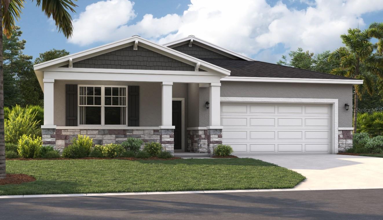 One or more photo(s) has been virtually staged. Located in the heart of Eustis and a short drive from downtown Mount Dora, Hidden Cove offers easy access to a variety of shopping, dining, and entertainment options. This quiet, secluded neighborhood is surrounded by the stunning beauty of multiple lakes, including Lake Eustis, the centerpiece of the Harris Chain of Lakes, and West Crooked Lake, right in your backyard. With numerous parks and golf courses nearby, you'll never run out of outdoor recreational opportunities. At Hidden Cove, enjoy the perfect balance of living in a private neighborhood near tranquil lakes, quaint town centers, and many local attractions.
The Juniper offers the perfect combination of modern design and practicality. From its spacious two-car garage to an inviting outdoor deck, this home meets all your needs while staying at the forefront of current style. Three main-floor bedrooms, located at the front of the home, have access to a double-vanity bathroom and a laundry room across the hall—all thoughtfully designed for your convenience! Venture into the open-concept kitchen and dining area, perfect for dinner parties or entertaining, and after dinner, take advantage of the spacious 16 x 16 ft living room for quality time. The roomy primary suite includes a private bathroom with double vanities, a walk-in shower, a closet, and a water closet. Enjoy all these features and the Florida sunshine from the enclosed patio.