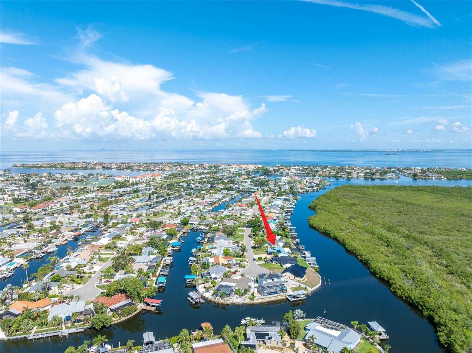 Rare Waterfront Opportunity with No Backyard Neighbors—Just Florida Wildlife! This custom built home offers the perfect blend of privacy, nature, and boating access. Situated on a deep-water canal with direct access to Tampa Bay, it's ideal for larger vessels and water enthusiasts alike. With NO HOA or CDD and situated at a higher elevation that has NEVER flooded, you'll enjoy both freedom and peace of mind. This home features an open layout with modern finishes, offering 3 bedrooms, 2.5 bathrooms, an office, family room, and a living room with a cozy rock fireplace. The standout feature is the expansive Florida room—perfect for year-round relaxation while enjoying panoramic water views and watching dolphins and manatees swim by-an experience that truly never gets old. Outside is just as great with a large screened patio and heated pool that has built-in benches—perfect for relaxing while taking in waterfront views. Whether you're entertaining or just enjoying a quiet moment, this outdoor space is made for it. Recent upgrades include the following. Roof (2018), HVAC with UV Sterilizer (2023),Mini Split AC for Florida Room (2021), Hot Water Heater (2024), Electric Panel (2018), Pool Pump (2024), Insulated Garage Door (2025), Polyaspartic Garage Flooring (2025), Kitchen Reverse Osmosis System, Water Softener, Tongue and Groove Ceilings, Double-Pane Windows, 10,000 lb Boat Lift, assumable flood insurance $1,214/year. If you’re looking for a waterfront home with space, privacy, and majority of the work already done, this is the one. Enjoy something special that very few waterfront properties have-deep water, unrestricted Bay access, and NO BACKYARD NEIGHBORS.