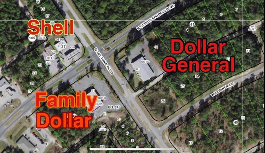 20 Acres MOL COMMERCIAL right in the center of 28,000 HOME residential development and growing. Retiree's moving from all over the world to build, buy and live. Commercial tract on a master plan with COMMERCIAL USE. It is the entire block with a retention pond on site on east side. See attachments and photographs.

Local population within 2 miles is 10,000 plus (2020).
Dunellon Florida 4 miles.
Crystal River 14 miles to Gulf of Mexico.

It's close to shopping, churches, medical facilities and close enough to some major cities Ocala 25 minutes, Tampa 1.5 hours, and Orlando 1.5 hours to have access but not be subject to the stress of larger cities.