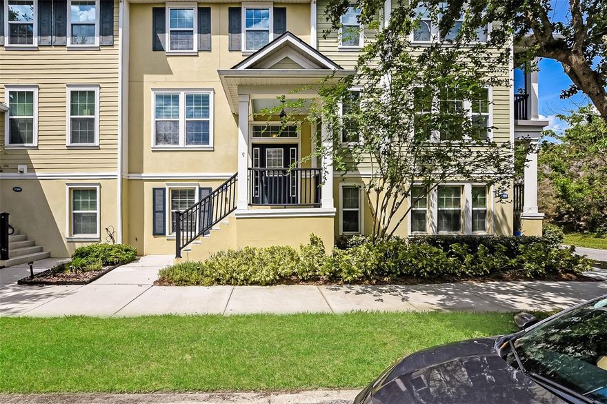 One or more photo(s) has been virtually staged. Do not miss out on this opportunity for a spacious, tastefully updated, move-in ready townhome in the heart of Winter Springs! This is a low maintenance 3-bed, 3.5 bath end unit with quaint landscaping leading you up the stairs to your classy entry. The interior boasts recent vinyl flooring and no carpet anywhere, perfect for all season in FL. The kitchen and living room are on the main level creating a seamless relaxing or entertaining experience with the ability for residents and guests to have privacy in bedrooms.  All modern stainless steel appliances convey! The spacious primary bed/bath is on the 3rd floor and provides a large walk-in closet and dual sinks. Enjoy paradise from your key west style balcony above the 2-car garage.  The community amenities include a fitness center and pool overlooking the neighborhood pond.  Enjoy quick and easy access to shopping, dining, outdoor activities and entertainment, many of these steps from your front door.