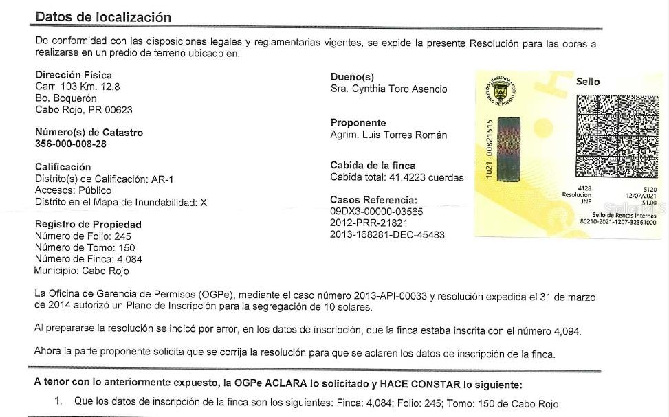 BOQUERON WARD SR 103 KM 11.9 LOT # 8