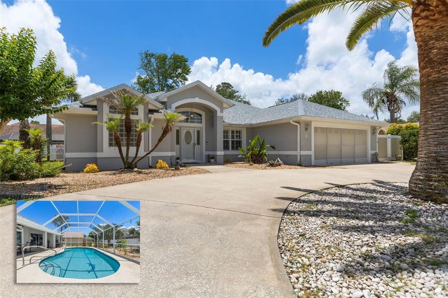 Step into Florida living at its finest in this beautifully updated 3-bedroom, 2-bath pool home featuring an open and inviting floor plan designed for both everyday comfort and entertaining. From the moment you enter, your eyes are drawn to the stunning pool views through the spacious living area and oversized sliders. The large primary suite offers a peaceful retreat with direct access to the lanai, pool views, and an expansive walk-in closet. Outside, enjoy your own private oasis complete with a renovated heated pool, oversized patio with plenty of room for lounging and dining, and a convenient outdoor shower. A circular driveway adds curb appeal and extra parking. Ideally located close to shopping, restaurants, schools, and just a short drive to the beaches, historic St. Augustine, and Daytona Beach, this home blends relaxation, style, and convenience into one exceptional property.
Roof 7/2025, AC 12/2018