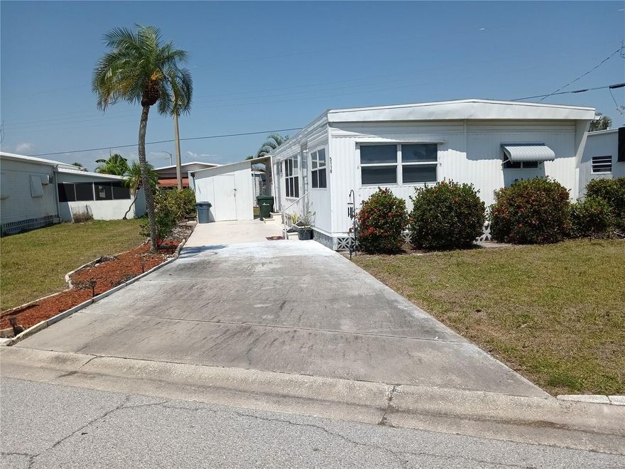 Open floor plan 2 + 1.5 in quiet area of the community. Well cared for home with indoor laundry, and shed providing plenty of extra storage space. Updates include both bathrooms renovated, flooring and subfloor throughout, water heater (2021), roof-over (2022), drywall walls and painted. This home is NOT in a flood zone!   Tri-par Estates in an active, vibrant 55+ community where each property is individually owned with a deed and titles to the home, NO LOT RENT! We have many amenities here such as a large pool, spa, palapa tiki hut, pickleball courts, fitness center, shuffleboard, miniature golf, horseshoes, game rooms for ping-pong, billiards and more. The clubhouse is host to events such as dinners, dances, meetings. Great location to downtown Sarasota, marinas, shopping, dining, Sarasota airport, museums and of course our world-famous beaches! You own your own land in this special parks and recreation district, and pay not HOA fee directly to the association. The annual amount of $1,584 is included in your property taxes. Golf cart-friendly community with optional storage for your R/V or boat. ***New owner will be responsible for a carport***