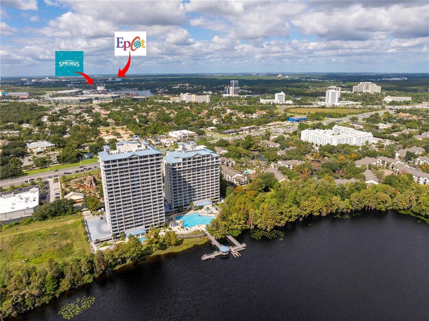 Welcome to your private retreat at 9th-floor corner residence at the iconic Blue Heron Beach Resort. This beautiful 2-bedroom, 2-bath condominium offers stunning views of Lake Bryan and the surrounding Orlando attractions. The residence features an open-concept layout with a spacious living area that opens onto a large, private balcony, the perfect spot to enjoy breathtaking sunsets and nightly Disney fireworks. The kitchen is fully equipped with granite countertops, modern appliances, and ample cabinet space, seamlessly connecting to the dining and living areas for effortless entertaining. The primary suite includes direct balcony access, an ensuite bath with a jetted tub, and a large walk-in closet. The second bedroom is equally comfortable, ideal for guests or family. This property can be used as your residence, a vacation getaway, or a short-term rental investment offering excellent income potential and a prime location just minutes from Disney Springs, major theme parks, and world-class dining and shopping. Blue Heron Beach Resort provides exceptional amenities including two resort-style pools, a hot tub, tiki bar, fitness center, and boardwalk access to Lake Bryan for fishing and water sports. Enjoy the Florida lifestyle with convenience and spectacular views all in one! Schedule your private showing today and experience a resort lifestyle that make this property truly one of a kind.