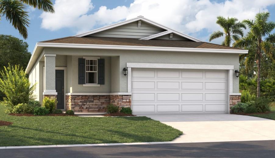 One or more photo(s) has been virtually staged. Under Construction. Located in the heart of scenic Polk County, centrally located between Orlando and Tampa, this neighborhood offers the perfect combination of comfort, convenience, and charm. Scenic Terrace is ideally situated next to Scenic Terrace Elementary and Middle School, making it easy to get to and from school. Everyday essentials are accessible with the Haines City Mall and Publix just 8 minutes away. For relaxing weekends, you'll have plenty of outdoor recreation options, including the nearby Lake Eva Community Park. If you're looking for something magical, Disney World is just 30 miles away. Commuting and day trips are also easy thanks to the proximity to Highway 27 and I-4. Plus, at Scenic Terrace, you'll have access to fun-filled amenities like a refreshing pool, cabana, and playground.
You will be delighted by all the thoughtful details in this single-family home. An open floor plan, spacious rooms, and a beautiful primary suite create a perfect home for entertaining and making the most of every day. From the inviting front porch, a foyer leads to a large kitchen with an adjoining dining area and living room, perfect for entertaining, watching movies, and relaxing. The open-concept kitchen is equipped with modern appliances, a beautiful center island, and a large pantry, and the backyard is the perfect spot for an evening cocktail or morning coffee. Enjoy it even more with a covered deck. Tucked behind the main living area, you'll find a primary suite with a huge walk-in closet and dual vanities, as well as two more bedrooms that share a full bathroom. This home's open layout allows you to enjoy the ease and convenience of single-story living in a stylish, inviting, and modern home.