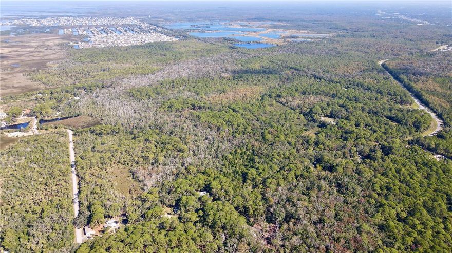 The opportunity is to purchase approximately 28 acres located in Aripeka (Hernando County). The property is heavily wooded and boasts significant frontage on Indian Bay Road (1,918 feet), ensuring easy accessibility. It is estimated to have approximately 15.37 acres of wetlands. Water is to the property, and sewer is located 1.6 miles down Osowaw Blvd. The parcels are zoned AG (Agriculture) with a future land use of Conservation, offering a variety of potential uses. These include opportunities for recreational activities such as hunting and hiking, building private residences, or preserving the natural landscape. 

The property is located at 1490 Indian Bay Road in Aripeka in southern Hernando County. Aripeka is a peaceful, historic town on Florida's Nature Coast, nestled between the Gulf of Mexico, marshes, and natural springs. The town's tranquil, laid-back atmosphere is reflected in its scenic streets, where fishing from bridges and enjoying the surrounding natural beauty are common activities.  The site is two miles away from US Highway 19, where local shops, medical, and restaurants are located. Given its close proximity to the highway, it is commutable to nearby cities: Weeki Wachee (12 minutes), Spring Hill (20 minutes), Brooksville (35 minutes), Tarpon Springs (40 minutes), Homosassa (40 minutes), Crystal River (50 minutes), and Tampa (1 hour). Additionally, the property can easily access nearby recreational destinations, including Weeki Wachee Preserve, SunWest Park, Pine Island Park, and Cabot Citrus Farms.