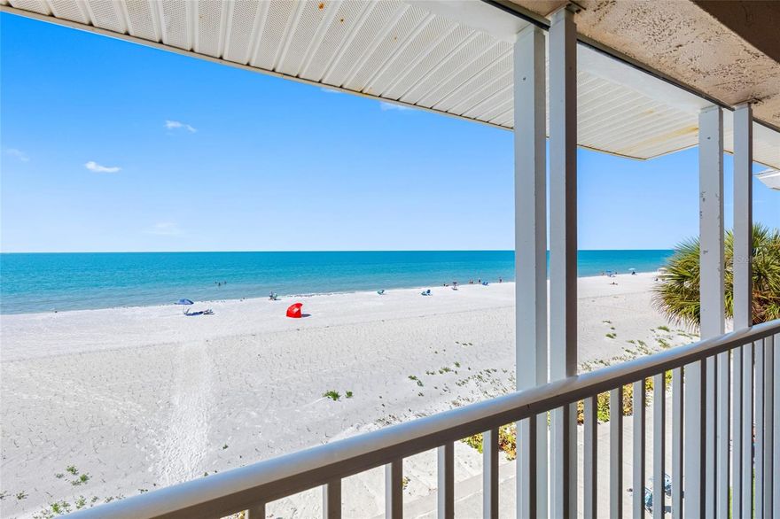 BELLEAIR BEACH CONDO 2/2 DIRECT GULF FRONT CORNER UNIT!  This condo was beautifully renovated with newer kitchen and bathrooms.
Your screened balcony is a lovely place to have a meal, cocktail, refreshments while listing to the waves, enjoying the view and awesome sunsets.  New hurricane windows are scheduled to be installed in April.  It is located on the top floor, Building 4, end unit.  Covered parking #37 near the elevator and close to pool.  One Month Minimum rentals allowed.  All measurements are estimated and should be verified by the Buyer.  Don't miss out on this lovely Belleair Beach condo and start enjoying your beach life~