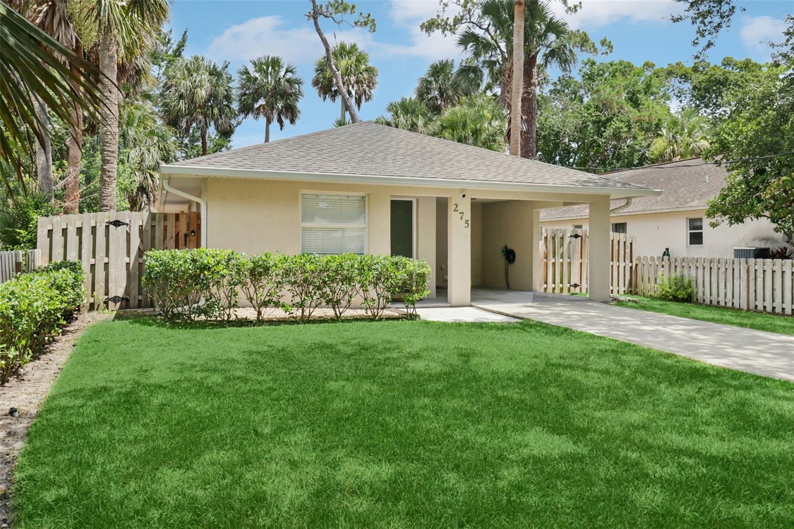 Location, Location, Lifestyle. Nestled in the historic district, this turnkey bungalow sits 0.5 miles to Ormond Beach’s buzzing arts & entertainment district featuring eclectic restaurants, hip coffee shops, and shopping. In 280ft you will find yourself immersed in the orange sands of the beach watching the sunrise over the Atlantic Ocean. This solid-block bungalow is completely updated, features 16x16 tile flooring throughout and LVP in both bedrooms. Perfect for first–time buyers, down-sizers, or savvy investors. The fully fenced backyard and wooden deck are ideal for entertaining and soaking in the coastal breeze. There is always something to enjoy in Ormond’s beautiful city from the cultural festivals, weekly farmer’s market, sunrise beach walks, kayaking the Intracoastal, or evening drinks along Granada Boulevard taking in the live music, this address embodies coastal living at its finest. Newer windows and Roof (2022), electric charging station.
Near I-95 for fast access north or south, with day-trip destinations like theme parks and airports within easy reach. Let’s make this bungalow your next chapter.