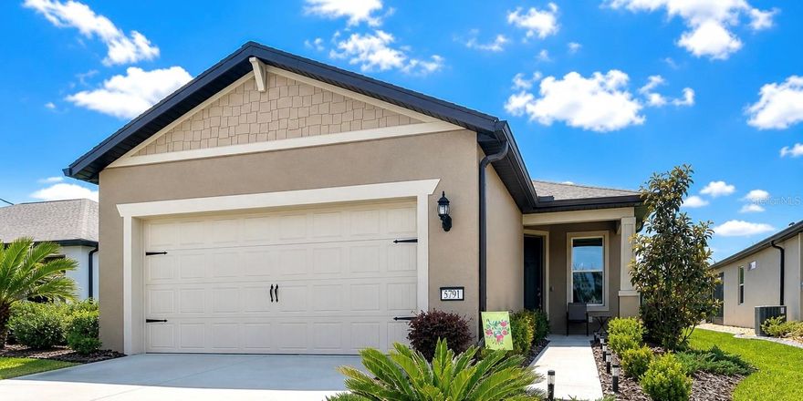 Opportunities like this don’t last in Ocala’s 55+ community, Del Webb Stone Creek. Skip the wait & move into this spectacular home built in 2024. Enjoy your own resort-style entertainment & amenities including golf, dining, pools indoor & out, fitness, sauna, massage. This Contour floor plan features a modern kitchen with quartz countertops, crown molding on both cabinets, stainless steel appliances, pantry, & a large island. The master suite offers dual sinks & a walk-in shower with bench. Tile floors, covered lanai, additional den/office, extended 2-car garage with additional 4 feet, built-in laundry cabinets, upgraded attic must have pull down steps in garage for attic storage, Smart Home package & transferable warranty. Whether you're looking for a primary residence, a vacation getaway, or a high-performing income property (with potential to accommodate groups ), this home delivers exceptional versatility and value. Welcome to more than just a home.