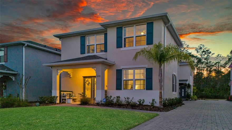 This recently built townhouse offers comfort, style, and effortless living. The two-story concrete block townhome is located in The Palms at Venetian Bay, a sought-after golf community. With 1,614 square feet of thoughtfully designed living space, this home also offers the peace of mind of a transferable DR Horton structural warranty and an included 24/7 security monitoring system.

Step inside to a bright, open-concept main level where neutral tile flooring flows seamlessly through the living, dining, and kitchen areas. The space is anchored by a contemporary kitchen featuring sleek gray cabinetry, granite countertops, stainless steel appliances, and a functional breakfast bar, perfectly positioned for casual dining or entertaining. The adjoining living and dining areas are filled with natural light and highlighted by a stylish statement chandelier, creating a warm yet modern atmosphere. A convenient first-floor half bath adds everyday functionality.

Upstairs, plush carpeting leads to three well-appointed bedrooms, two full baths, and an oversized laundry room with a new washer and dryer included. The primary suite offers a calming retreat with ample space, a ceiling fan, and an en-suite bath finished with granite countertops and clean, modern cabinetry. Secondary bedrooms are equally inviting—ideal for guests, a home office, or flex space.

This home stands apart with thoughtful seller upgrades throughout, including wood blinds in every room, linen curtains downstairs, blackout curtains upstairs, four upgraded ceiling fans, and a smart garage door opener. All appliances convey, and furniture is negotiable, making this a truly move-in-ready, turnkey opportunity. The two-car garage and shared paver driveway add both curb appeal and convenience.

With lawn care included in the HOA, low-maintenance living is effortless—leaving more time to enjoy the Venetian Bay lifestyle. Residents have access to pickleball and tennis courts, a basketball court, scenic walking and biking trails, and the popular Beach & Swim Club (additional HOA), complete with a Tiki Bar. The vibrant town center features a market, restaurant, coffee shop, spa, and fitness center, while golf enthusiasts will appreciate the 18-hole championship course and clubhouse just minutes from home.
