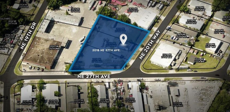 A rare opportunity to acquire three contiguous parcels within Hugh Edwards Industrial Center, located just north of NE 23rd Avenue with quick access to NE Waldo Road and the Gainesville Regional Airport corridor. The assemblage includes two existing office buildings and one vacant industrial lot. Building #1 is 1,309 SF and Building #2 is 3,841 SF.  I-2 Industrial Zoning. Located in an Opportunity Zone.