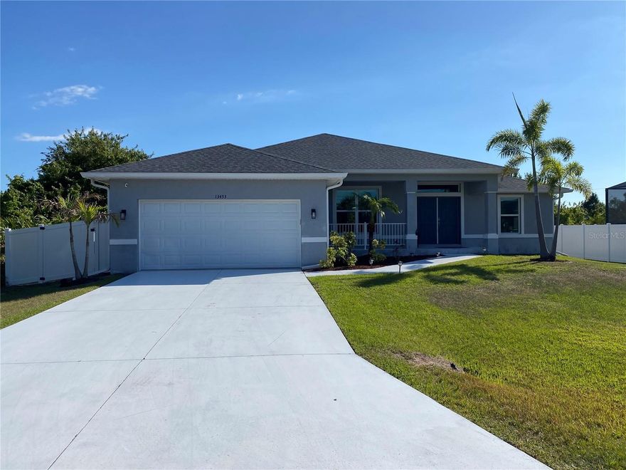 Welcome to this beautifully maintained, move-in-ready home located in the highly desirable South Gulf Cove neighborhood! This 3-bedroom, 2-bathroom home with a dedicated office space offers the perfect blend of comfort, style, and functionality. Situated on a stem wall, this home features an open-concept floor plan with tall ceilings that create a spacious and airy atmosphere throughout.

The heart of the home is the large, inviting living area that flows seamlessly into the well-appointed kitchen and dining spaces. Tile floors extend throughout the entire home, adding a touch of elegance and easy maintenance. The master bedroom boasts a stunning pool view and is complemented by a generous walk-in closet, perfect for your wardrobe needs.

Step outside to the expansive lanai, ideal for relaxing or entertaining guests while enjoying the Florida sunshine and views of the sparkling pool. The property is fully fenced with two gates, ensuring privacy and security. The home can be sold fully furnished, making it an even more appealing option for those looking to settle in without the hassle of furnishing the space.

Whether you're working from home in the office or unwinding by the pool, this home offers all the amenities and comfort you need for Florida living at its best.