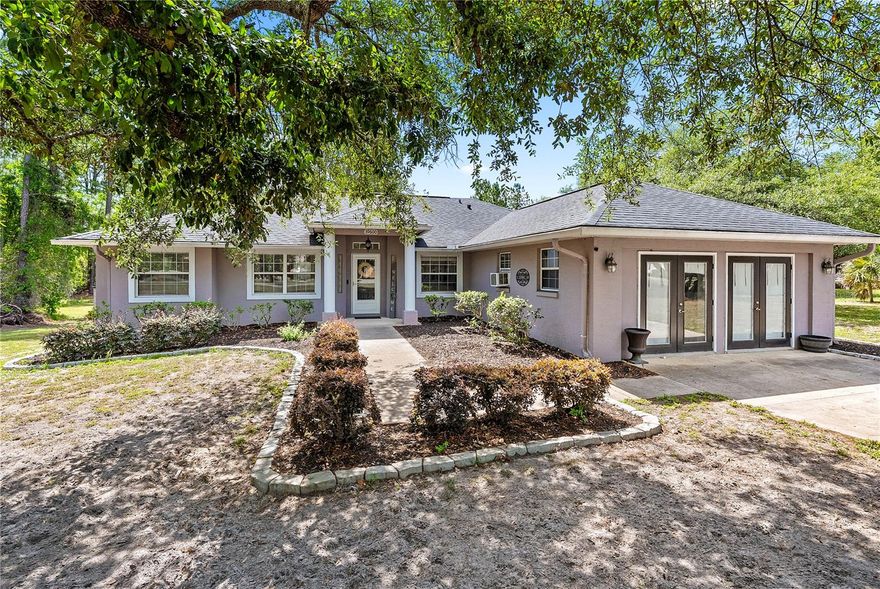 Welcome to your own private slice of country living in Eustis. This home features a spacious open floor plan with a desirable split-bedroom layout, offering both functionality and privacy. The primary suite is tucked away on one side of the home, while two additional bedrooms and a full bathroom are located on the opposite side. The garage has been thoughtfully converted into a versatile multipurpose space that can easily serve as a game room, office, playroom, media room, guest space, or whatever best fits your lifestyle needs. Step outside and you’ll find what truly makes this property special, a beautiful backyard pool perfect for relaxing, entertaining, and enjoying Florida living year-round. Beyond the pool, there is plenty of land to roam, play, and enjoy the outdoors. The property also includes a workshop/shed for extra storage, hobbies, or projects, and the charming treehouse stays with the home. If you’ve been looking for space, flexibility, and outdoor living all wrapped into one property, this home is a must-see. Royal Trails residents enjoy exclusive access to equestrian trails, a community park, and a private boat ramp leading to Lake Norris. Roof(2017)