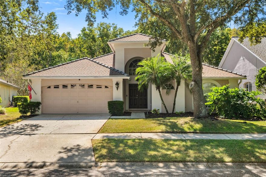 Cheval, widely recognized in the Tampa Bay area for its beauty, privacy, exceptional schools and proximity to major road systems, has three around-the-clock staffed security stations. Avenue Du Soleil, bordered by lovely conservation views and a cul-de-sac is often frequented by deer and other wildlife. Numerous stand out features of this lovely home include exceptionally large rooms, immense closets and cathedral ceilings.  As you walk in, you are greeted by views of the pool and wooded conservation. The kitchen houses black stainless-steel appliances, including a magnificent new four-door LG refrigerator.  The pool is large and boasts a water fall in addition to a spill over feature. The spacious covered patio can accommodate large furniture such as a full-sized table or outdoor cooking area if so desired. Significant enhancements have been made including a new roof in 2017, premier vinyl flooring, a pool railing and heater, gutter guards, new indoor lighting, and the addition of a custom-made bank of kitchen cabinets.  A more complete list is available. There are options to purchase memberships in two golf courses as well as the Cheval Athletic Club with its pool, fitness center and tennis courts.  The Tavern restaurant is open to all owners and guests.  All room sizes are estimates and should be validated by the buyer.