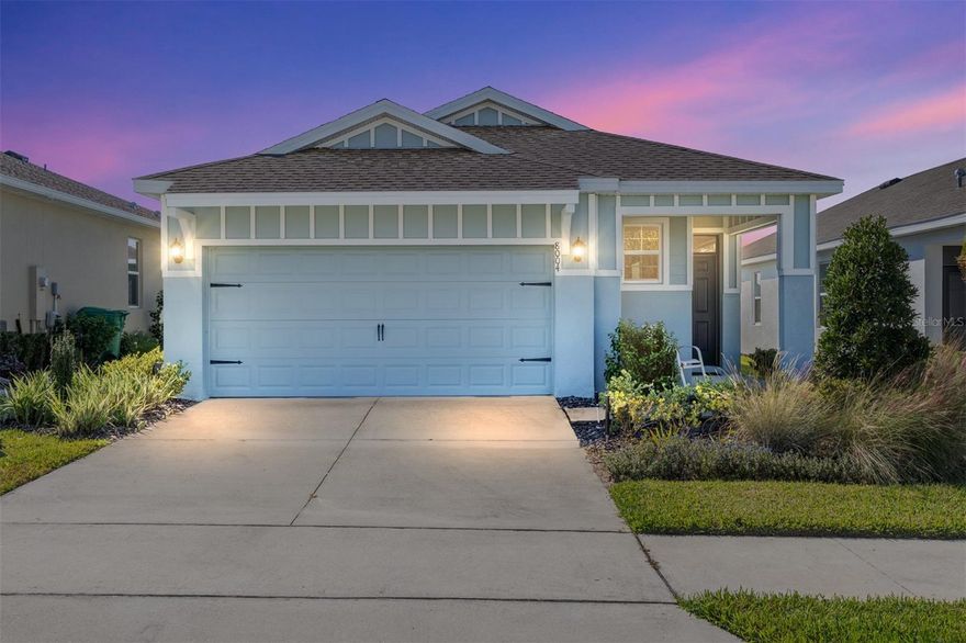TURNKEY SMART HOME – JENNINGS MODEL! 1,614 Sq Ft under heat & air, 3BR/2BA/2-Car Garage. 2022 Roof, HVAC & Electric Water Heater. Luxury Vinyl & Large Tile throughout – NO POPCORN ceilings! Granite kitchen w/ farmhouse sink, stainless Whirlpool appliances, walk-in pantry, and 42” cabinets w/ crown moulding. Spacious living & dining areas w/ recessed lighting, large windows, and sliding doors to lanai overlooking fenced backyard. Owner’s suite features walk-in closet, dual-sink granite vanity, and seamless tiled shower. Guest wing w/ full bath. Covered front porch, irrigation system, mulched landscaping, and garage w/ attic access. You will have exclusive access to pickle-ball courts, a community beach entry pool, community
clubhouse, fitness center, bocce ball courts, and more. Located in Wildwood a minute away from The Villages, FL, shopping plazas, dining, day and night entertainment, schools and so much more right at
your fingertips. Move-in ready perfection!