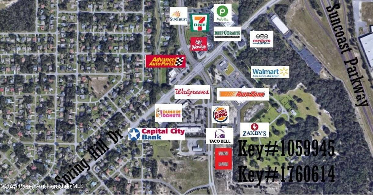 2.4 Acres MOL of Commercial Land (PDP General Commercial with off site DRA) with frontage on a busy divided highway Anderson Snow Road. Property is located 1/4 mile South of Spring Hill Drive and less than a mile from the SunCoast Toll Road and just West of the Brooksville-Tampa Bay Regional Airport. Property is flat and ready for development with all utilities at the property edge including sewer. Property is next to the New Burger King, Taco Bell, Zaxby's and a Walmart Neighborhood Market and close to Power Centers with retail and restaurants.