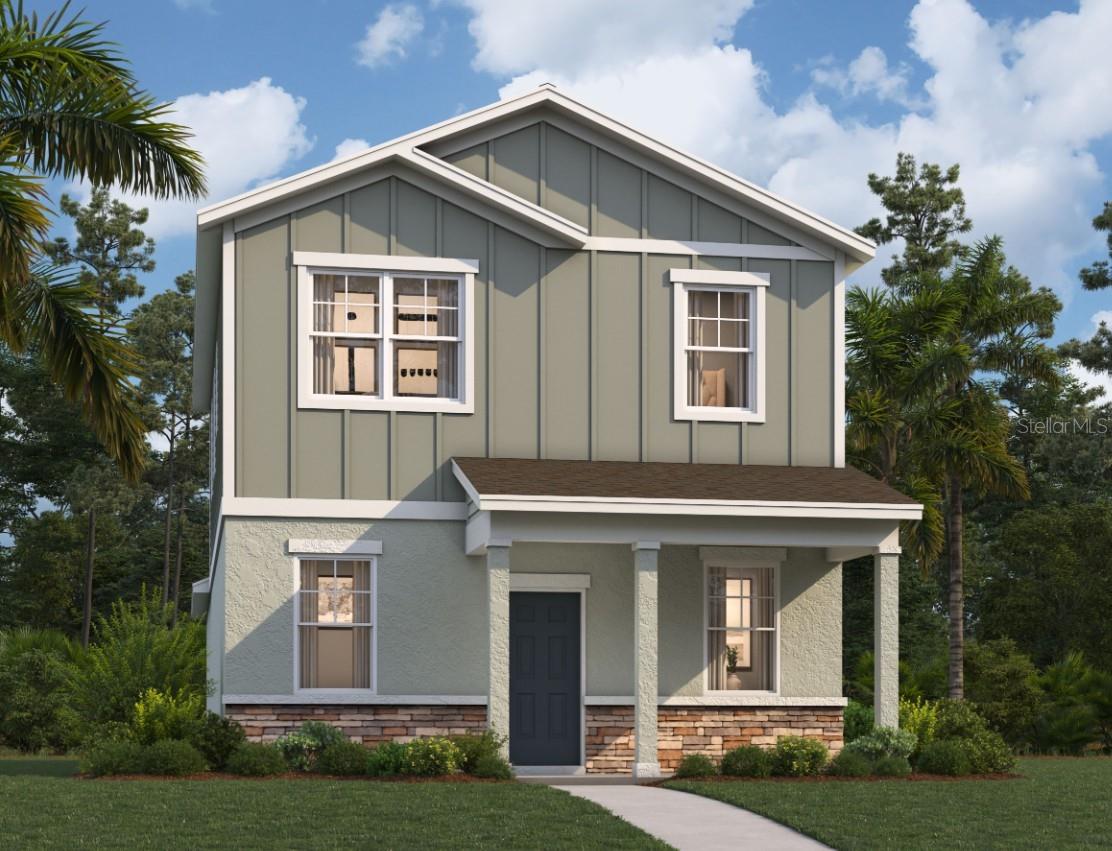 One or more photo(s) has been virtually staged. Under Construction. Stanley Martin builds new construction homes in the Brack Ranch community in St. Cloud, Florida. This neighborhood is ideally located: halfway between downtown Orlando and the beaches of Florida's east coast. You'll have the best of both worlds: the excitement of the city and the tranquility of the coast right at your fingertips. Downtown Orlando and its famous theme parks are just 25 miles away, and I-95 is only 35 miles away, making for an easy commute. With easy access to SR-417, SR-528, US-192, and Florida's Turnpike, your commute will be a breeze. Plus, with Orlando International Airport just a 15-minute drive away, travel is a breeze. It's not just about the surroundings: Brack Ranch is packed with amenities designed to enhance your lifestyle. Take a dip in the pool, relax in our clubhouse, or explore the many hiking trails.
Stanley Martin presents the Newcomb, a new two-story single-family home design with a smart open-concept layout, a two-car rear garage, and energy-efficient features ideal for both entertaining and relaxing. On the first floor, enjoy a spacious kitchen with a walk-in pantry for extra storage, a dining area, a living room, and a powder room, plus a covered lanai. Upstairs, explore a primary suite with a walk-in closet, a bathroom with a double vanity, and a conveniently located laundry room to avoid carrying laundry. Enjoy a flex room with endless storage and entertaining opportunities, along with two additional bedrooms upstairs for family or guests. Newcomb strikes a harmonious balance between low-maintenance living and the spaciousness of a single-family home.