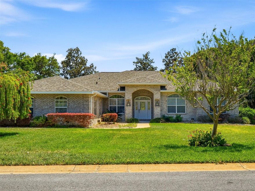 Come see this exceptional direct golf front home on a quiet cul-de-sac in the Sugar Mill Country Club Community.  This home is a 4 bedroom.3 bathroom home on the sixth fairway of Sugar Mill CC's Red Course and is being sold completely furnished.  New roof in April 2026, HVAC new in 2023, water tank replaced in 2018, and full home generator installed in 2022.  Kitchen has wood cabinets, stainless appliances with a gas range, and gorgeous seamless granite countertops. Wood floors throughout much of home(2 bedrooms have carpets) and tile floors in bathrooms.  Eat-in kitchen area with built-in desk and formal dining room.  High ceilings throughout home(10 feet) with 20 foot ceiling in living room.  Special recessed lighting in primary bedroom above bed.  Primary bathroom and kitchen remodeled from original design.  Immaculate oversized garage with space for two vehicles and a golf cart.  Family room has surround sound system with 5 speakers.  Home has surge protection system and in the wall pest control treatment system.  Hot water circulation for instant hot water.  Natural gas fireplace and gas line installed by lanai for a barbecue grill.  Relax with your beverage of choice in the spacious screened lanai as you watch golfers play the sixth hole.  Storage room off the half bath which could be used as a safe room.  Sugar Mill CC membership is optional with various membership levels available.